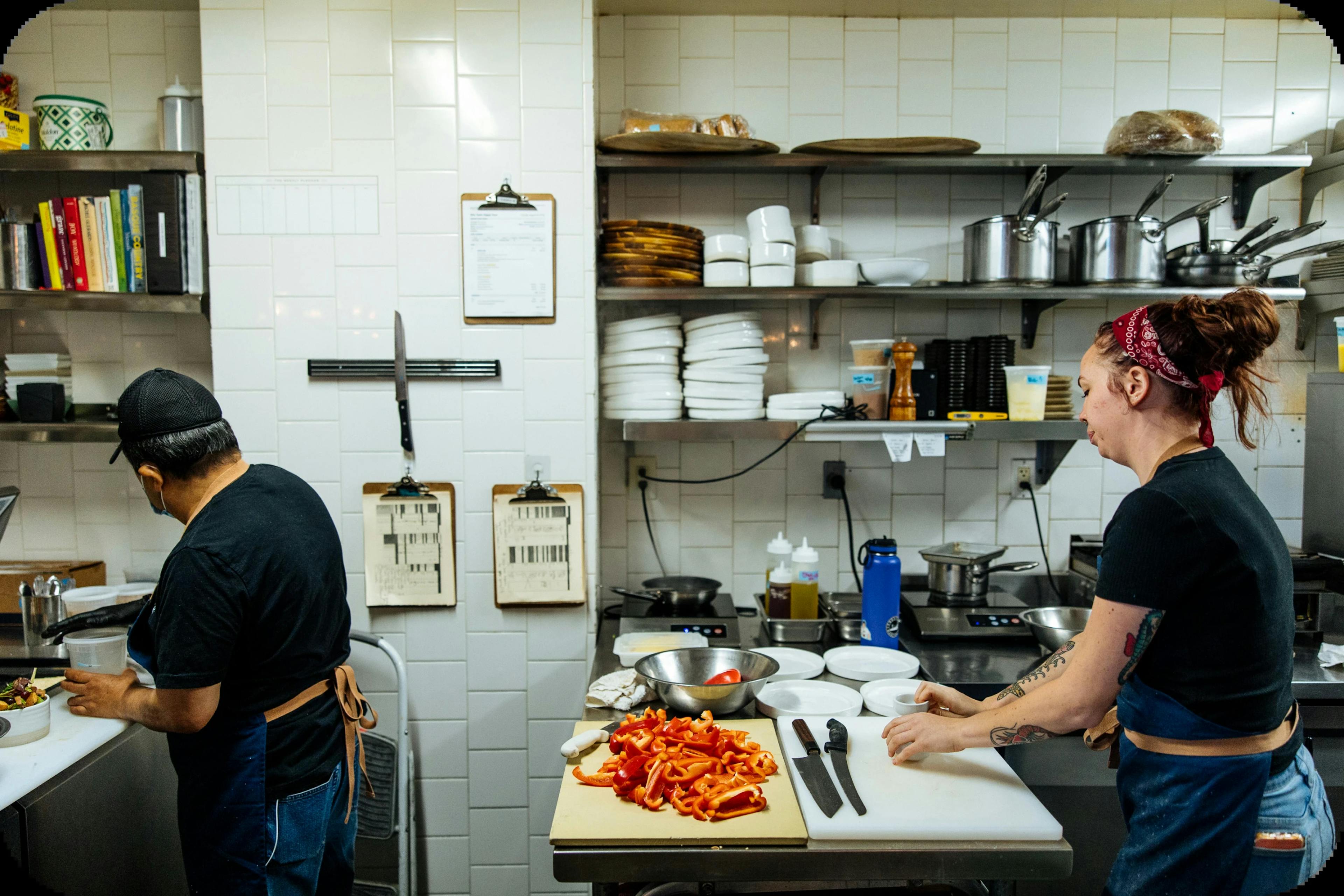 Image of restaurant workers in the kitchen