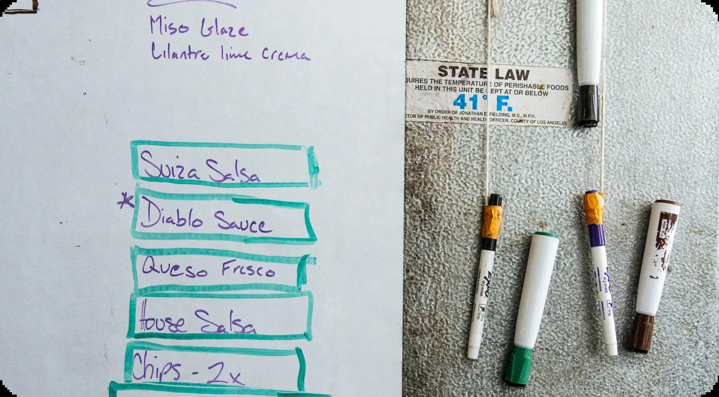 Image of a working whiteboard in the kitchen.