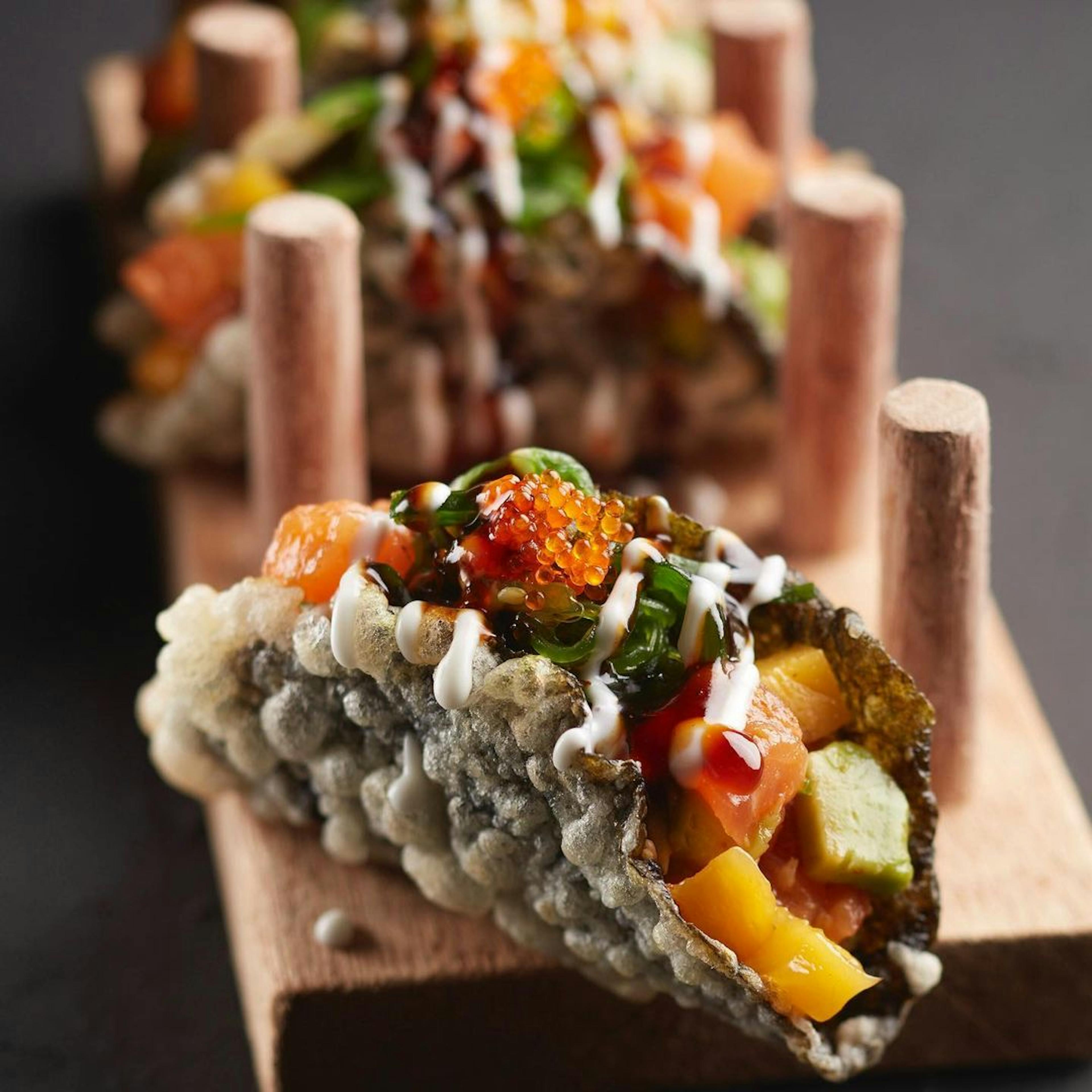 Image of a fried sushi taco