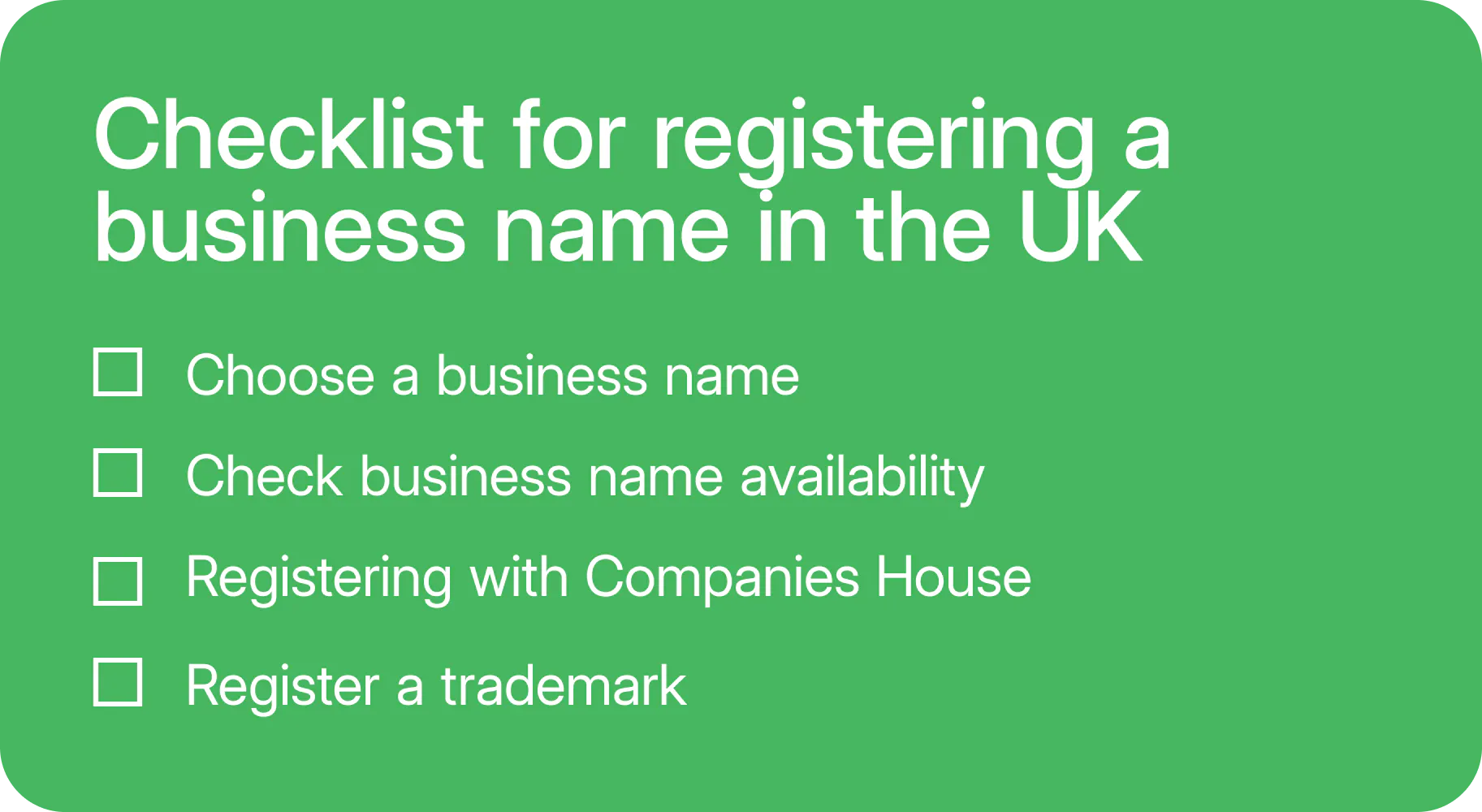Checklist for registering a business name in the UK