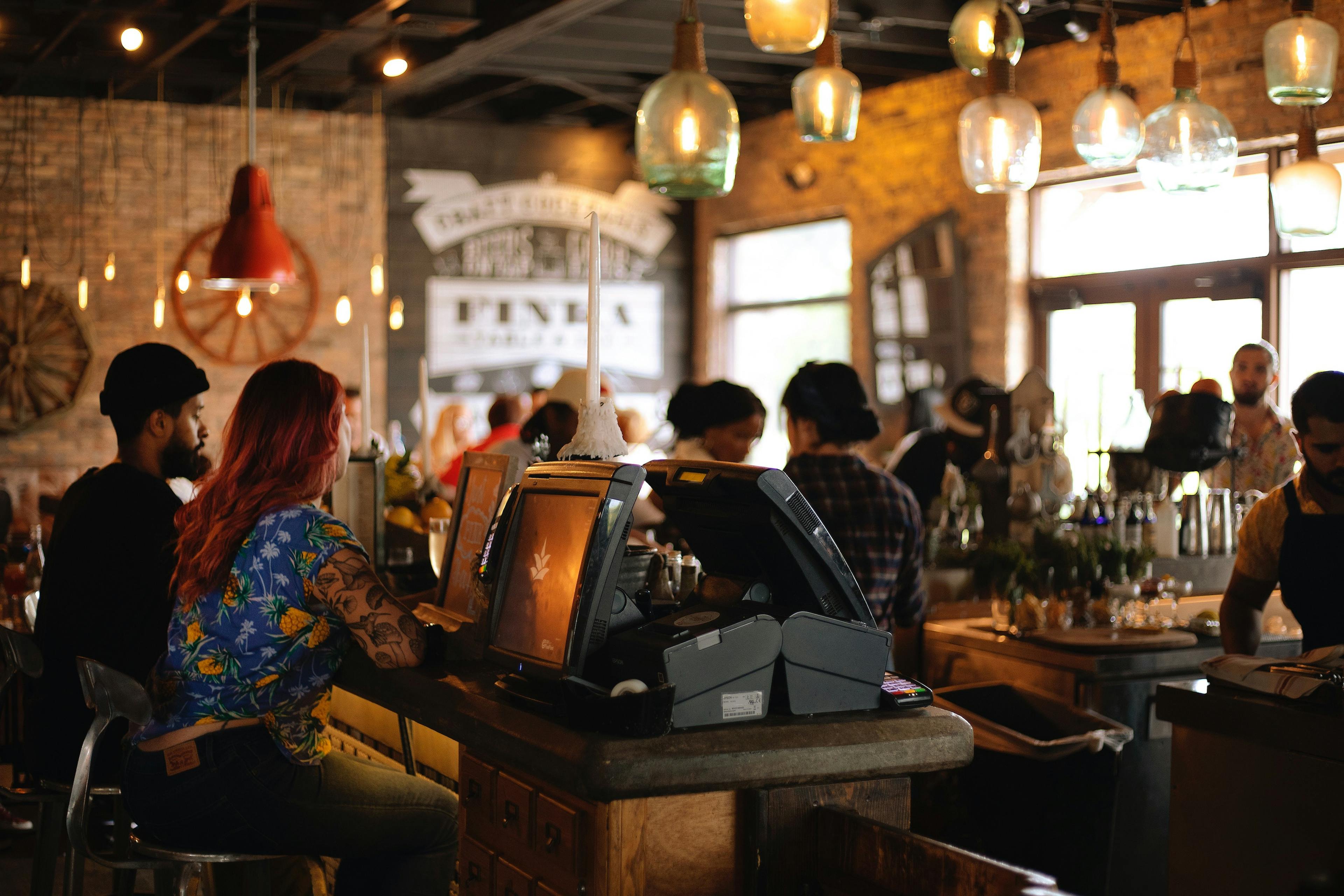 Image of a POS terminal at the bar counter