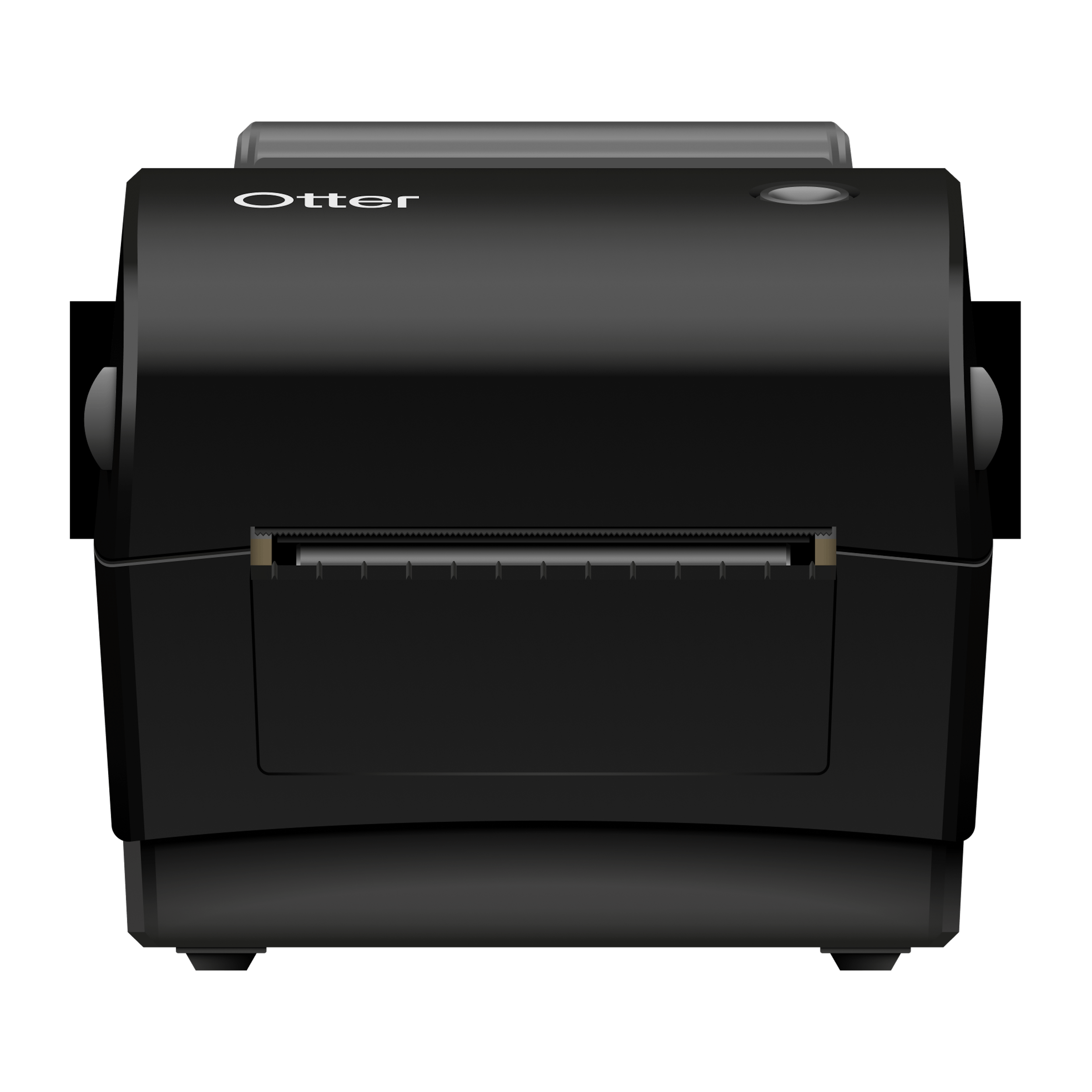 Black label printer with white Otter label