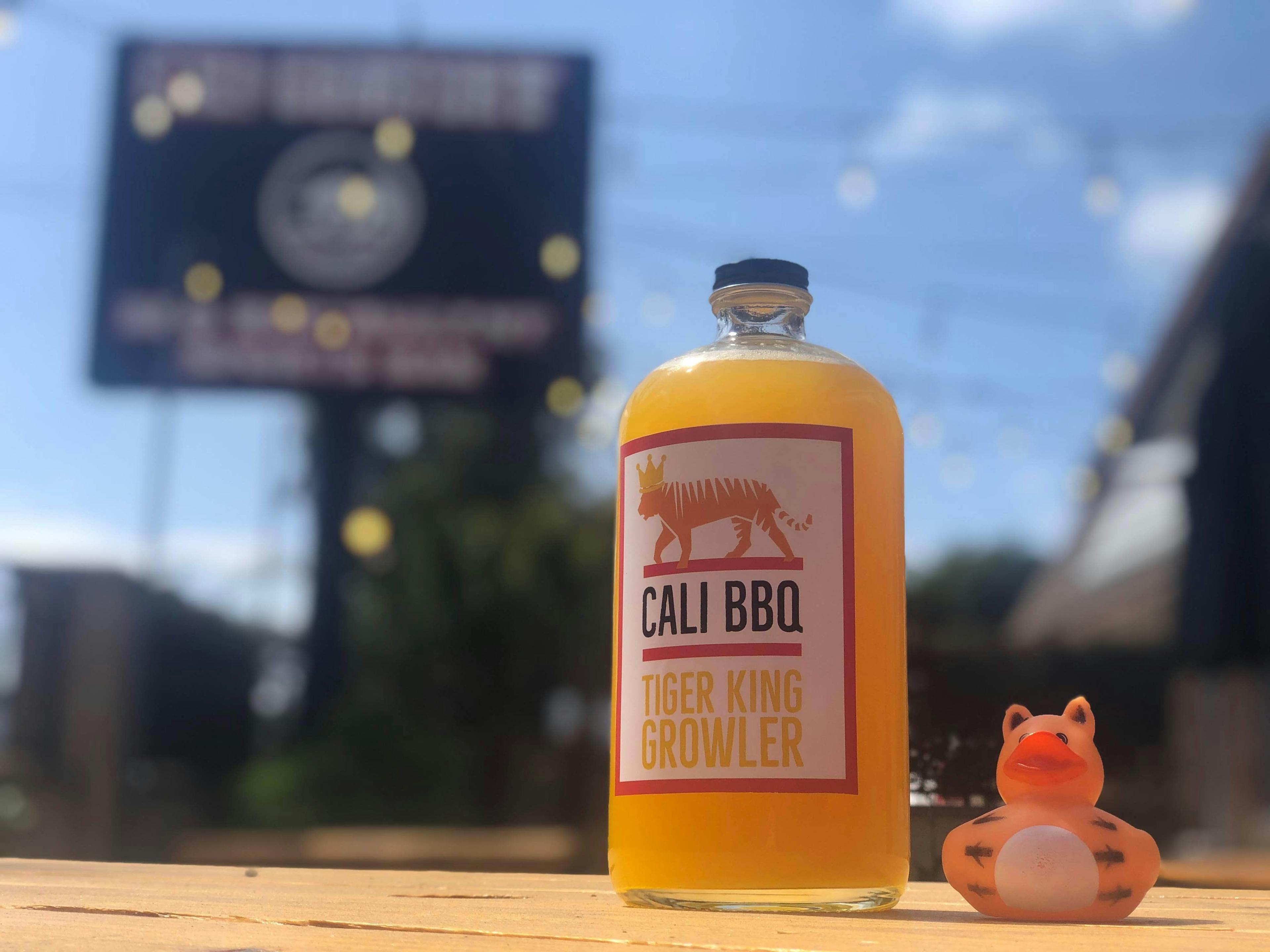 Image of Cali BBQ's Tiger King Cocktail bottled on a table