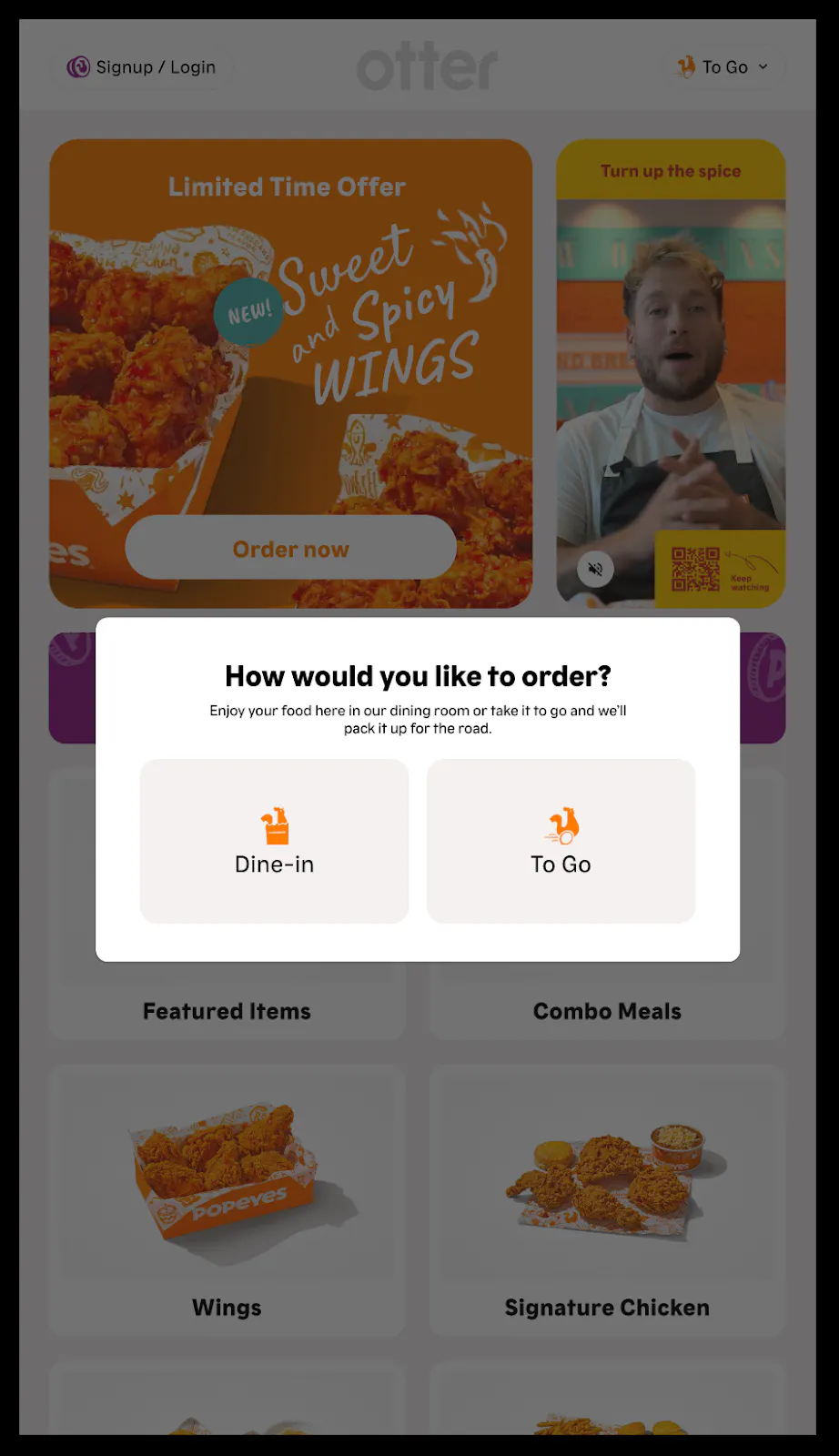 Otter's new order options.