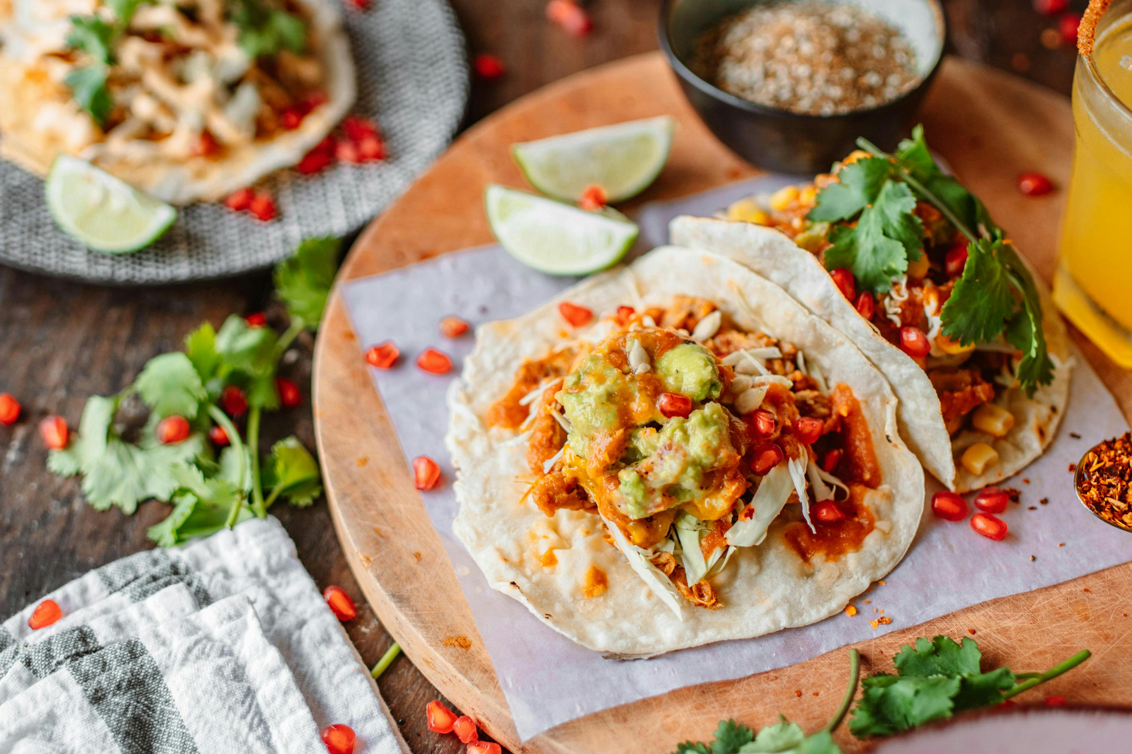 Some spicy tacos at a restaurant. 