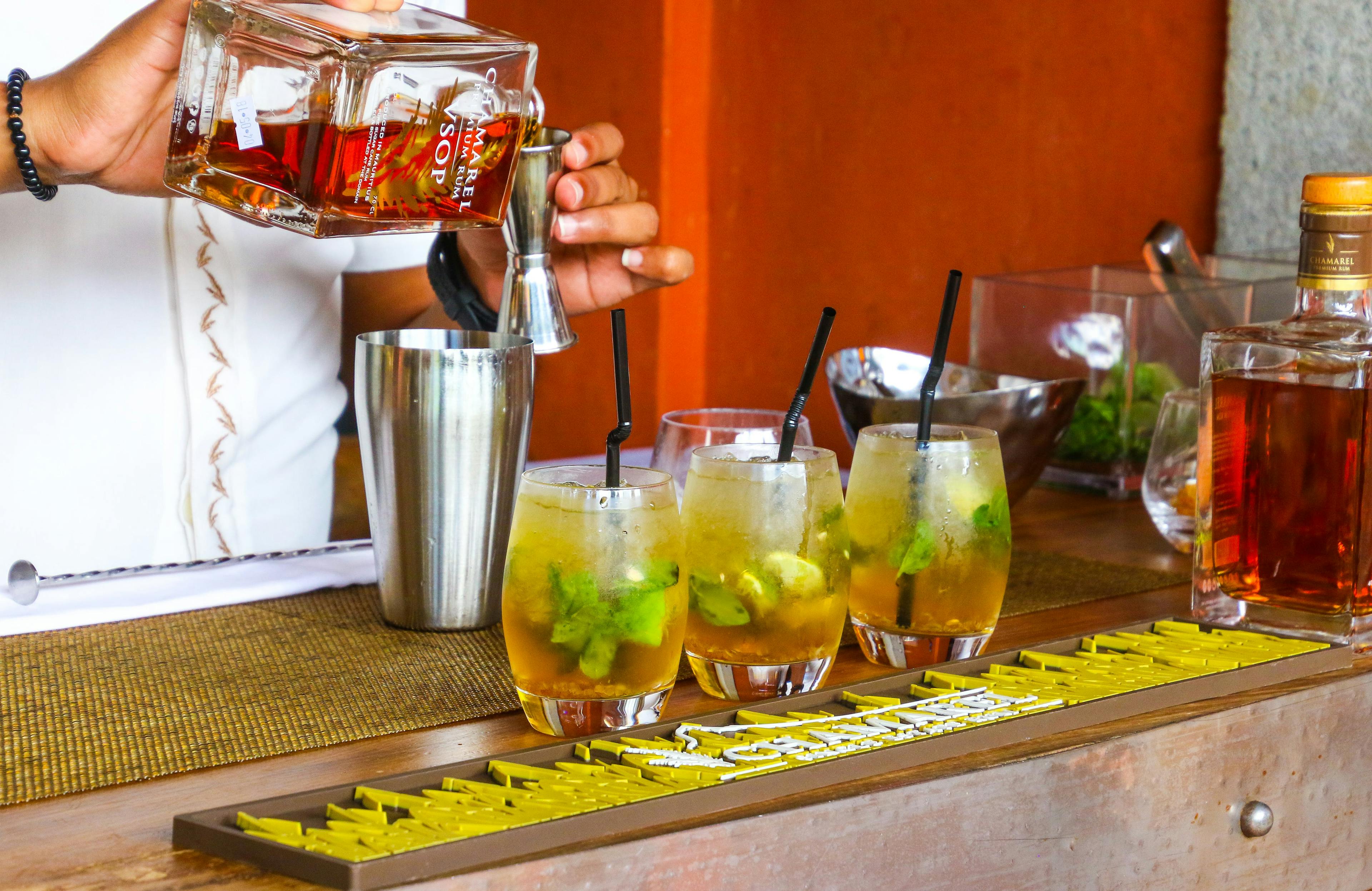 Some sweet cocktails & mocktails at a bar.