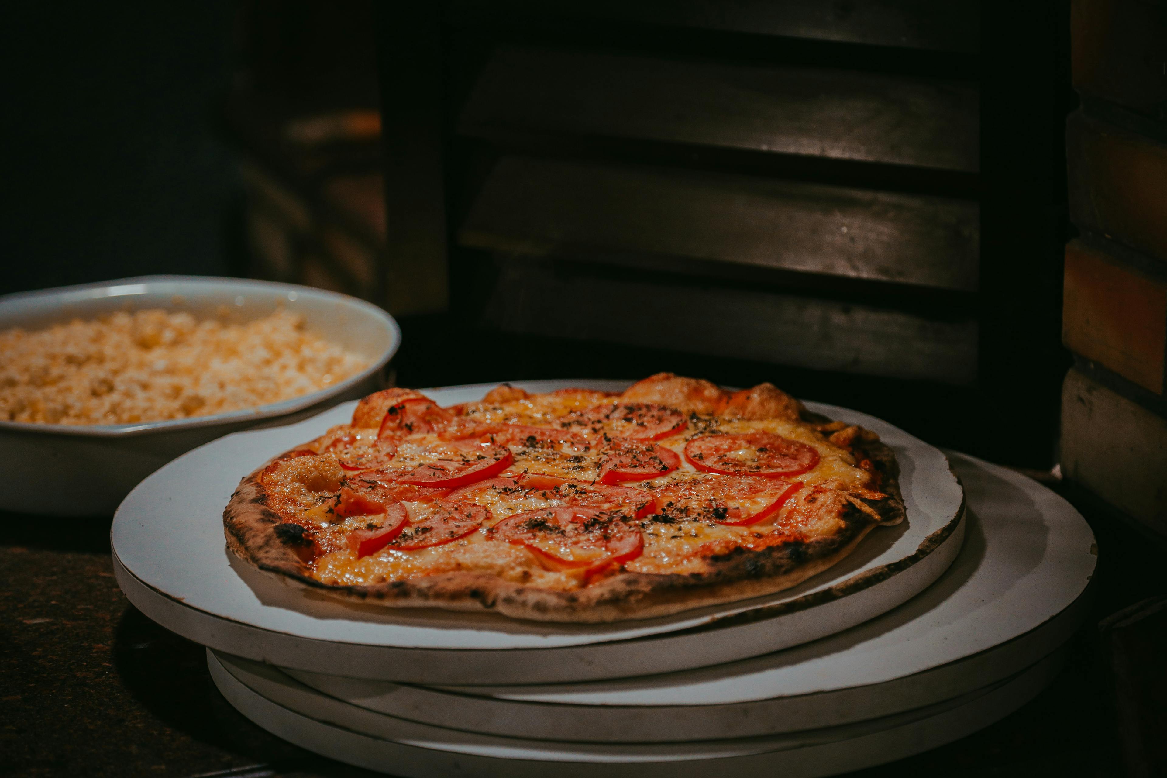 A typical pizza food truck meal.