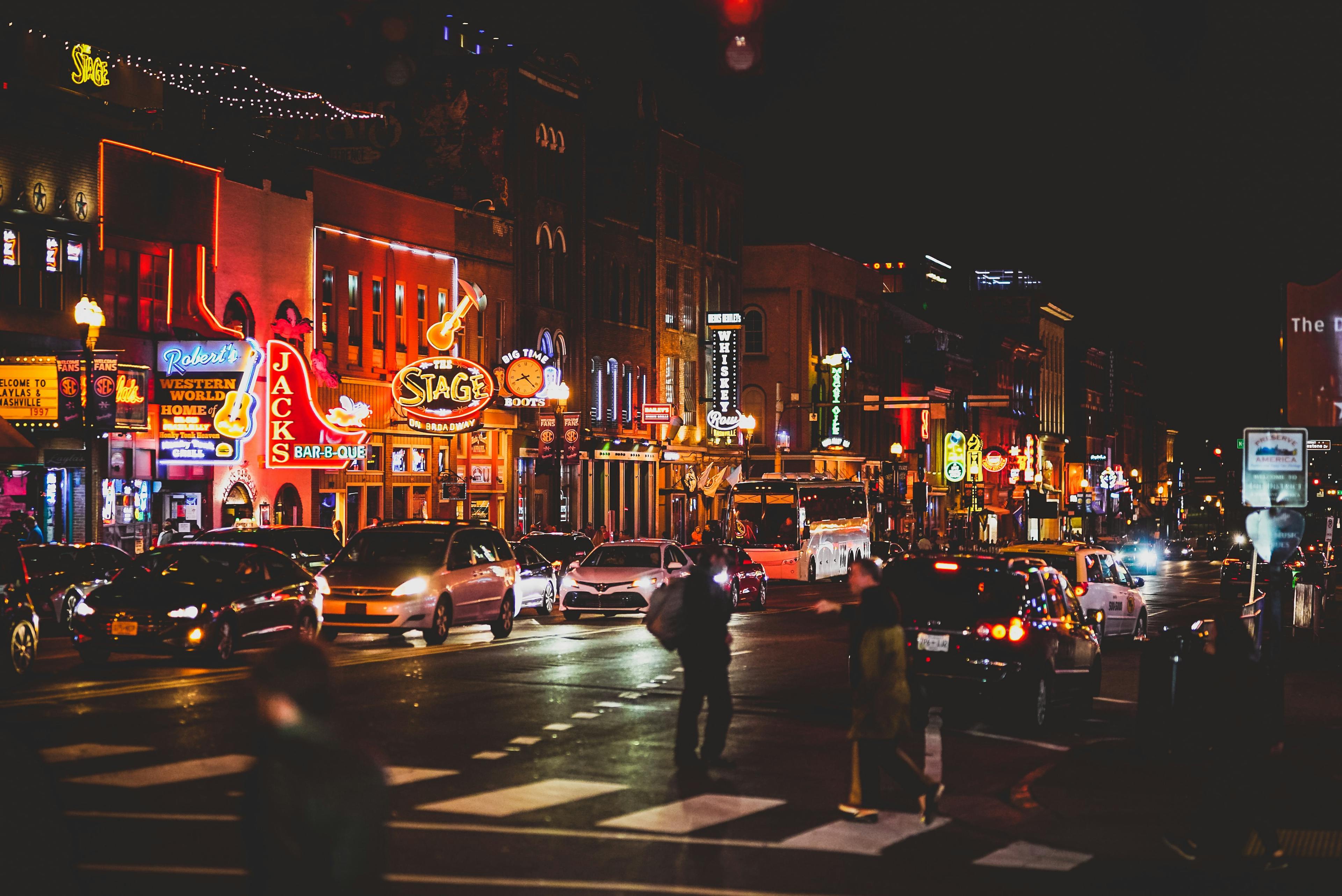 A street view of food trucks in Nashville, Tennessee.