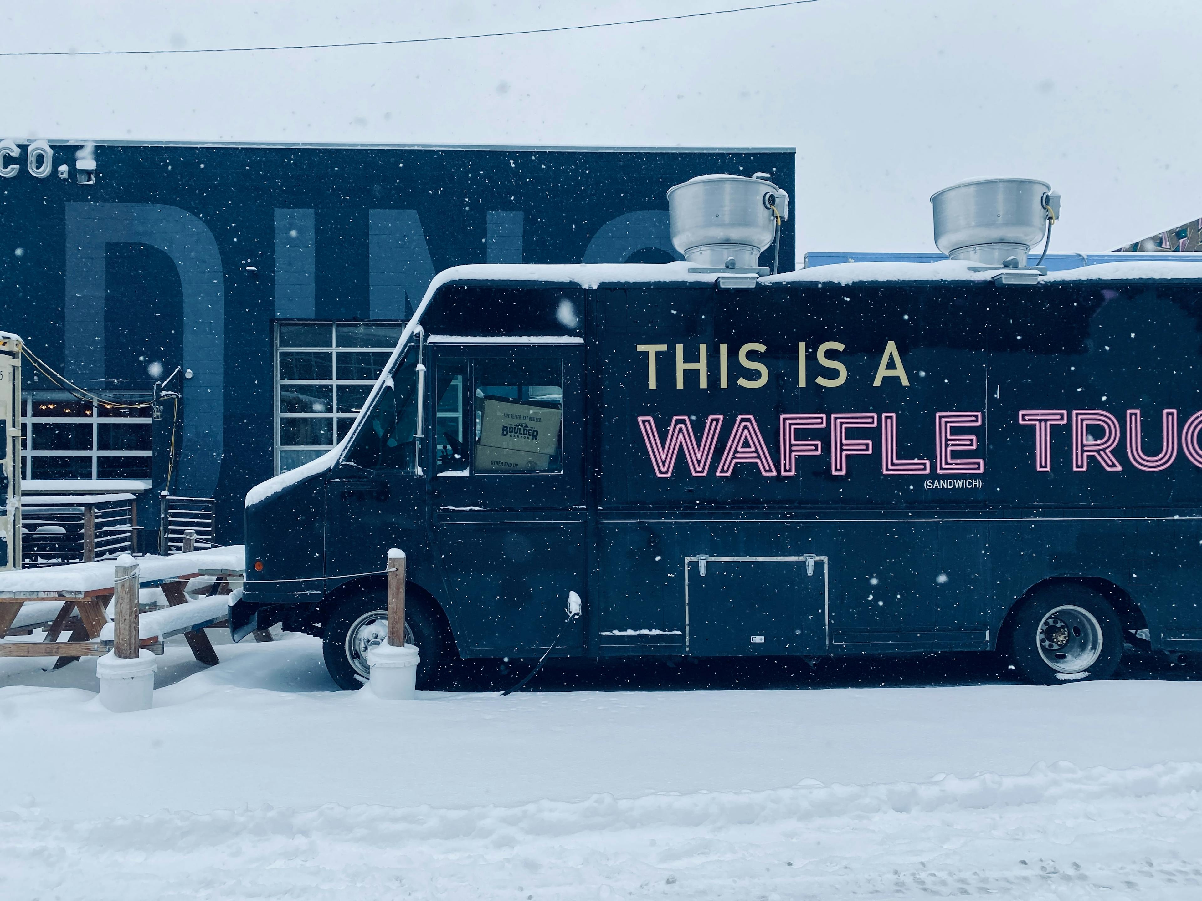 A waffle food truck in Denver, Colorado.