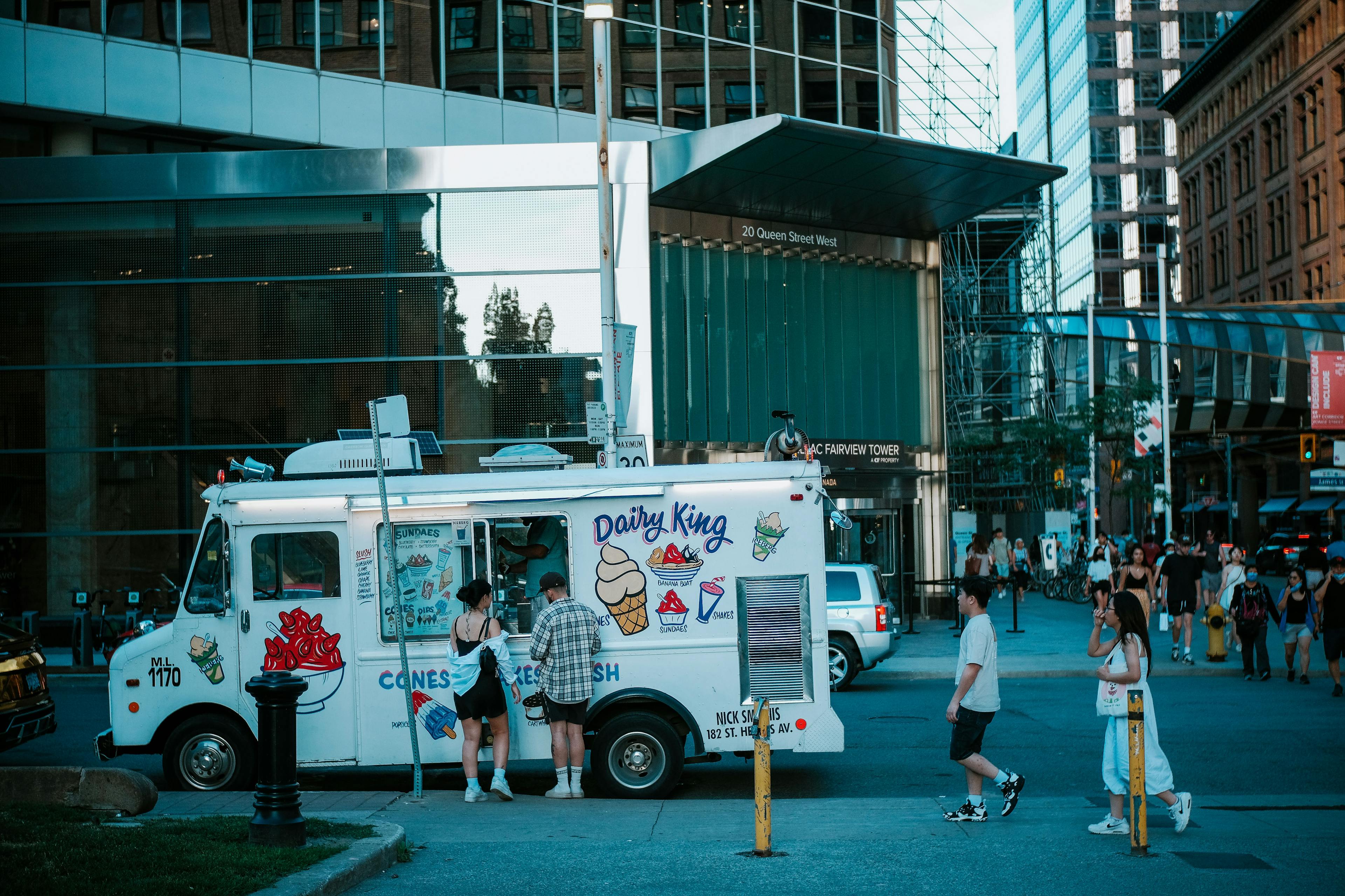 Food truck in a city. 