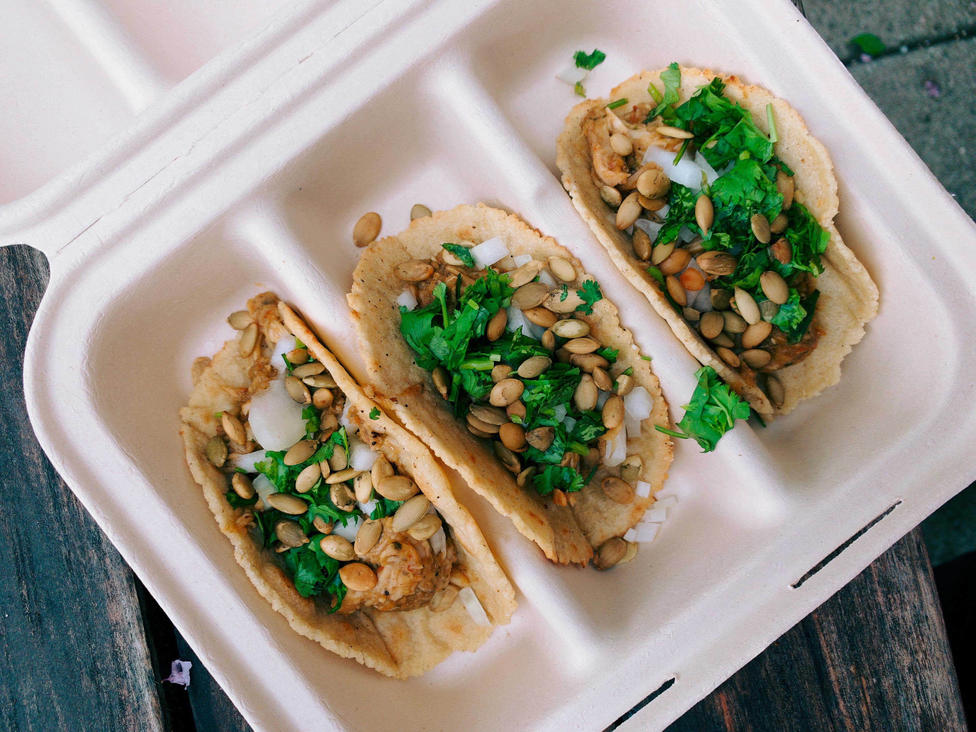 An order of tacos from a restaurant. 