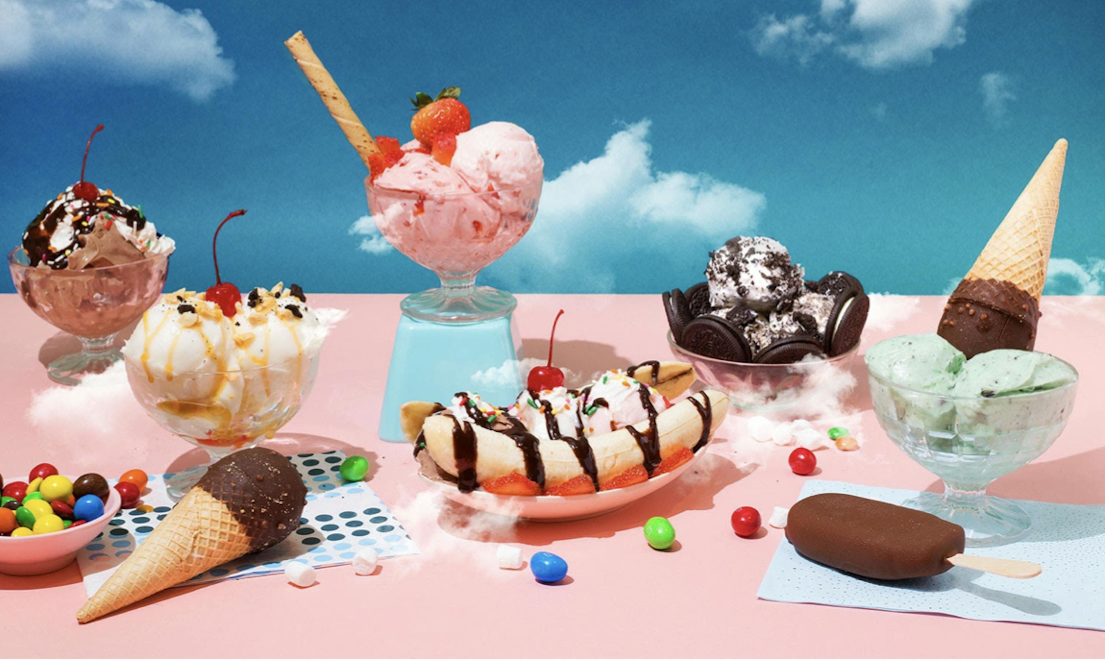 Image of a virtual dessert restaurant with 8 different types of ice creams