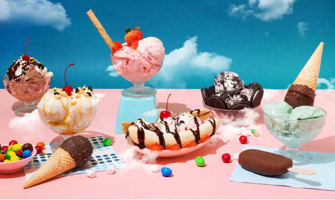 Image of a virtual dessert restaurant with 8 different types of ice creams