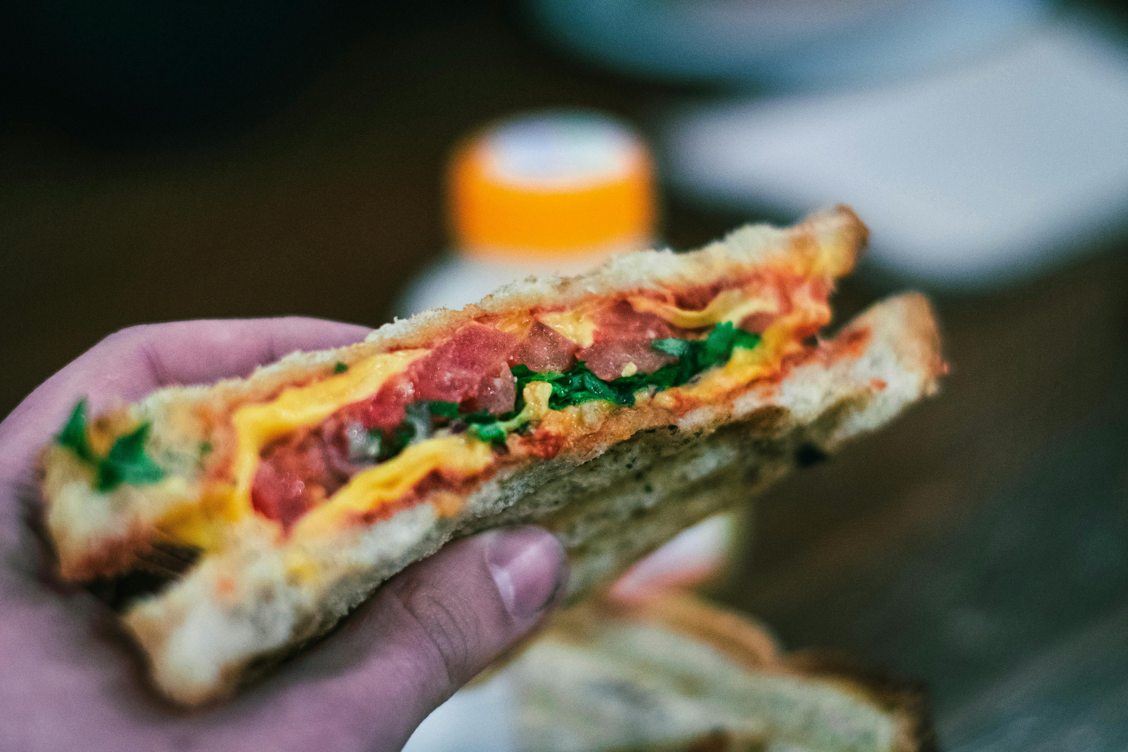 A grilled cheese sandwich from a food truck. 