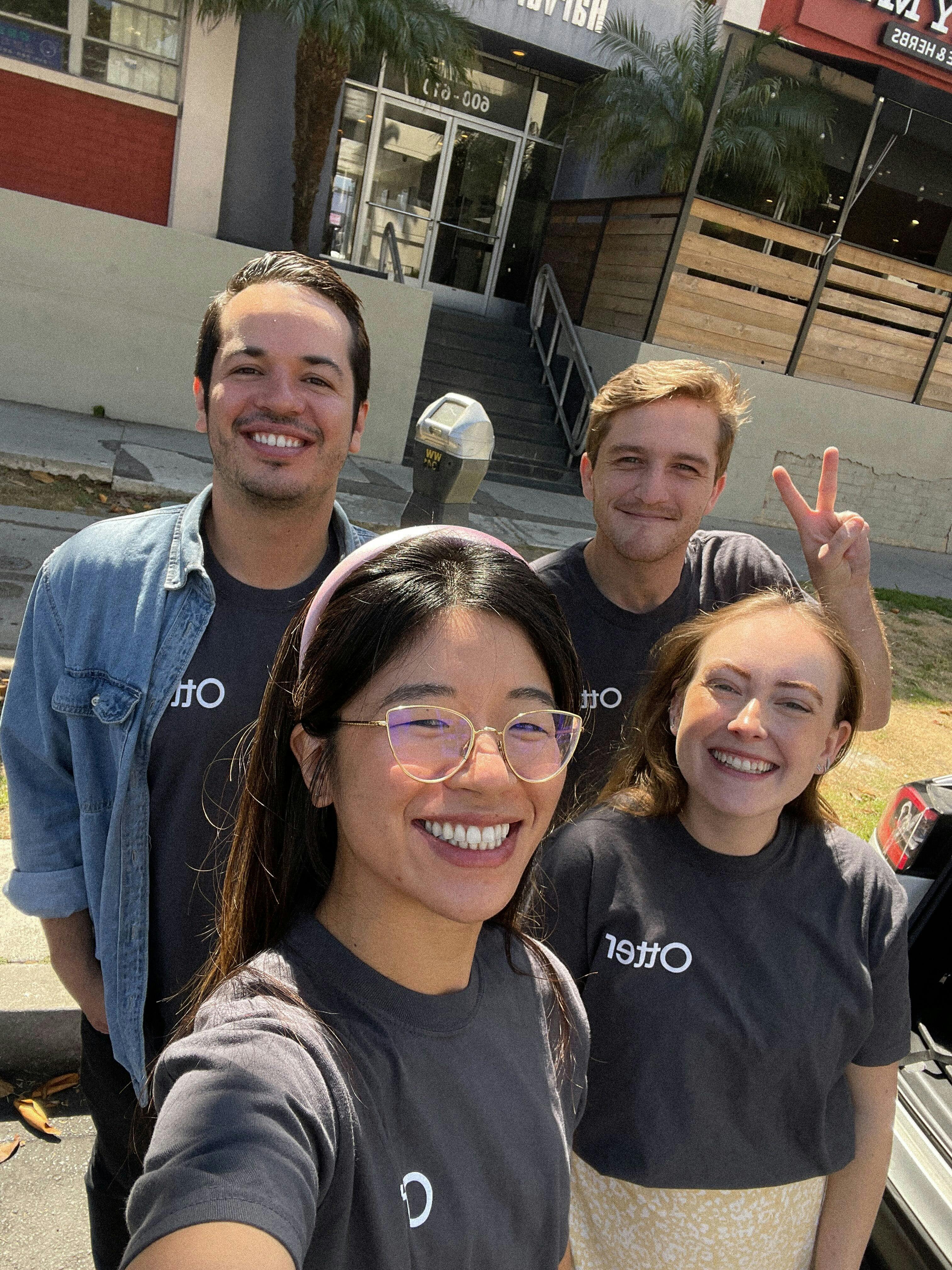 Otter team taking a selfie after visiting restaurants in Los Angeles.