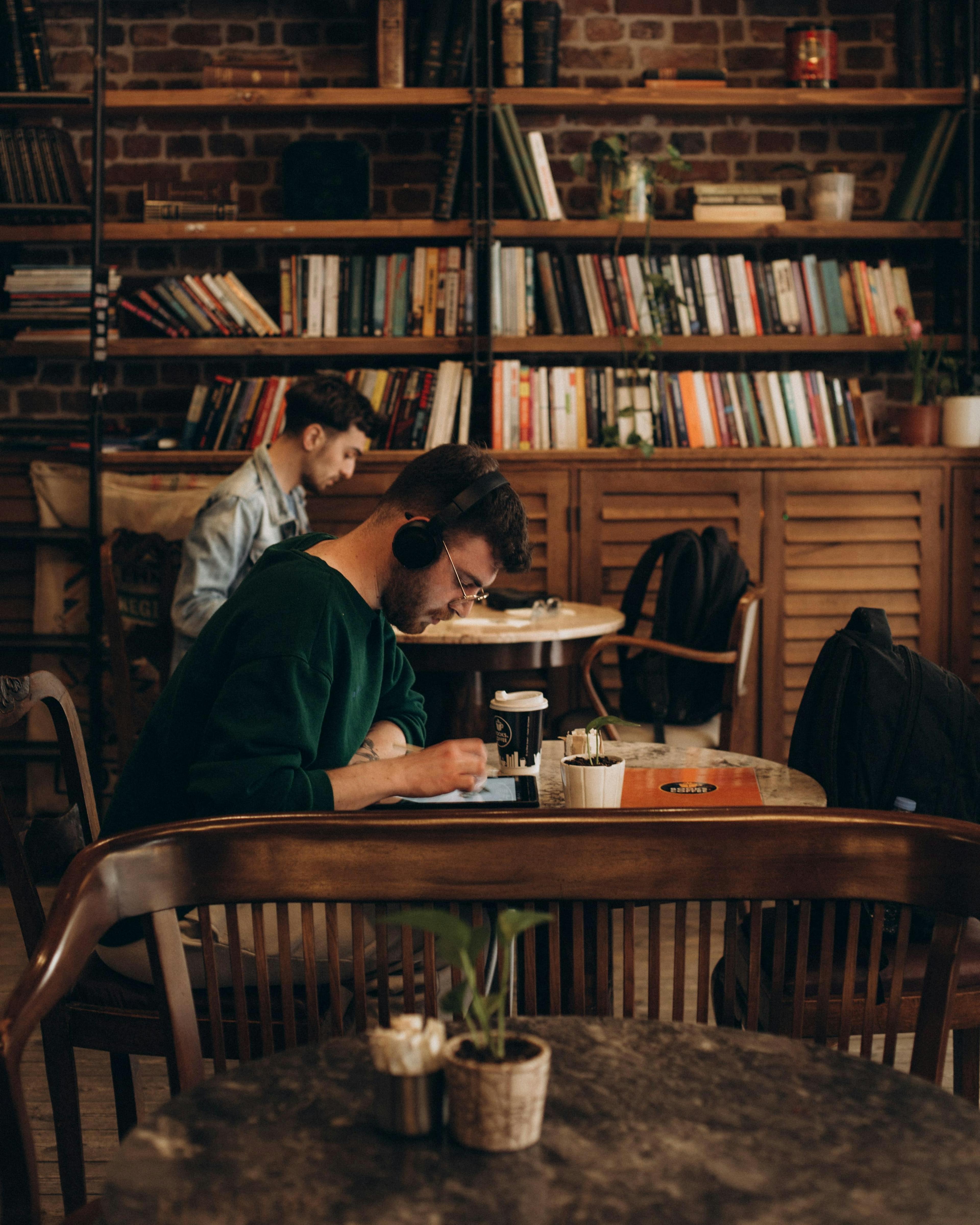 College student working at a restaurant. 