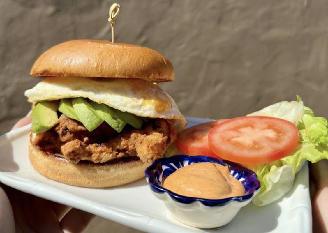 A burger from Aquino's Birrieria.