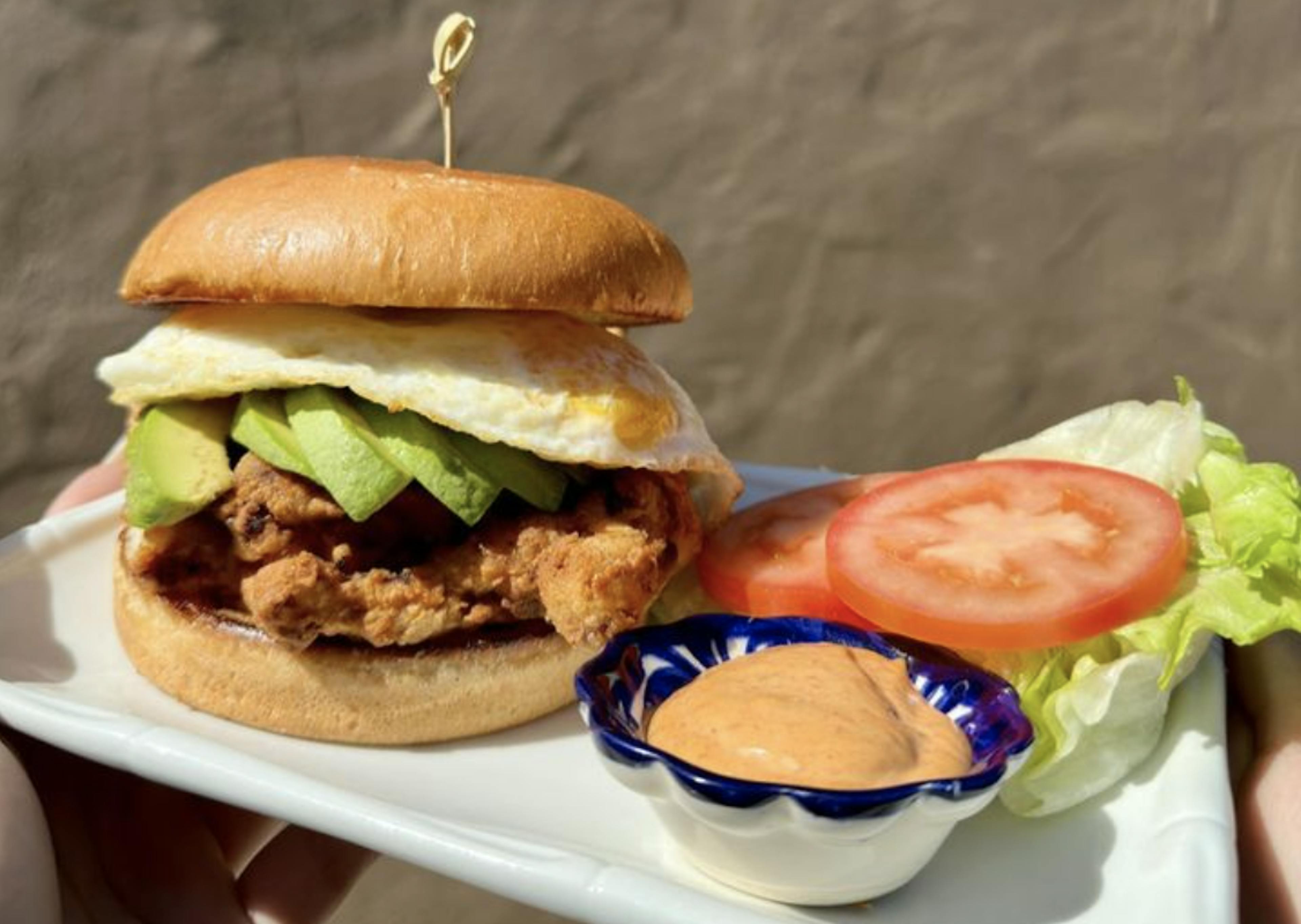 A burger from Aquino's Birrieria. 