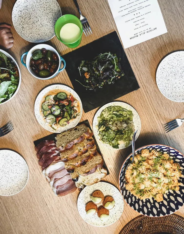Image of natural looking foods on a wooden table