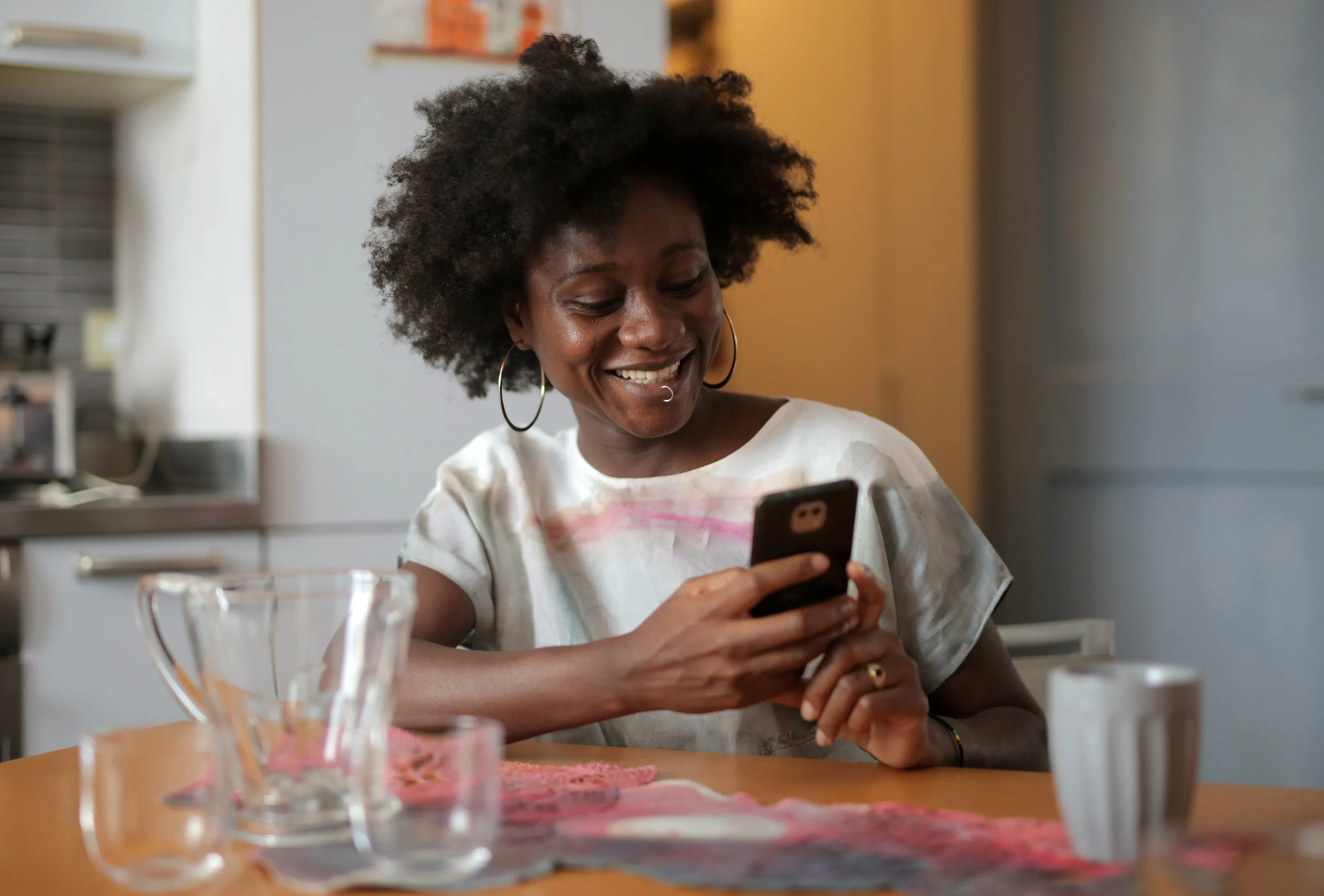 Image of a customer ordering food for delivery on her iPhone
