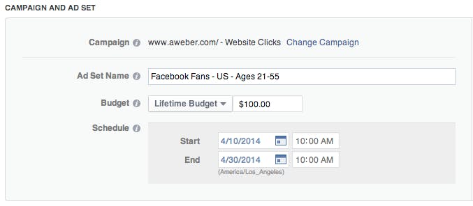 Image of someone setting up the budget for their restaurant's ad set on Facebook