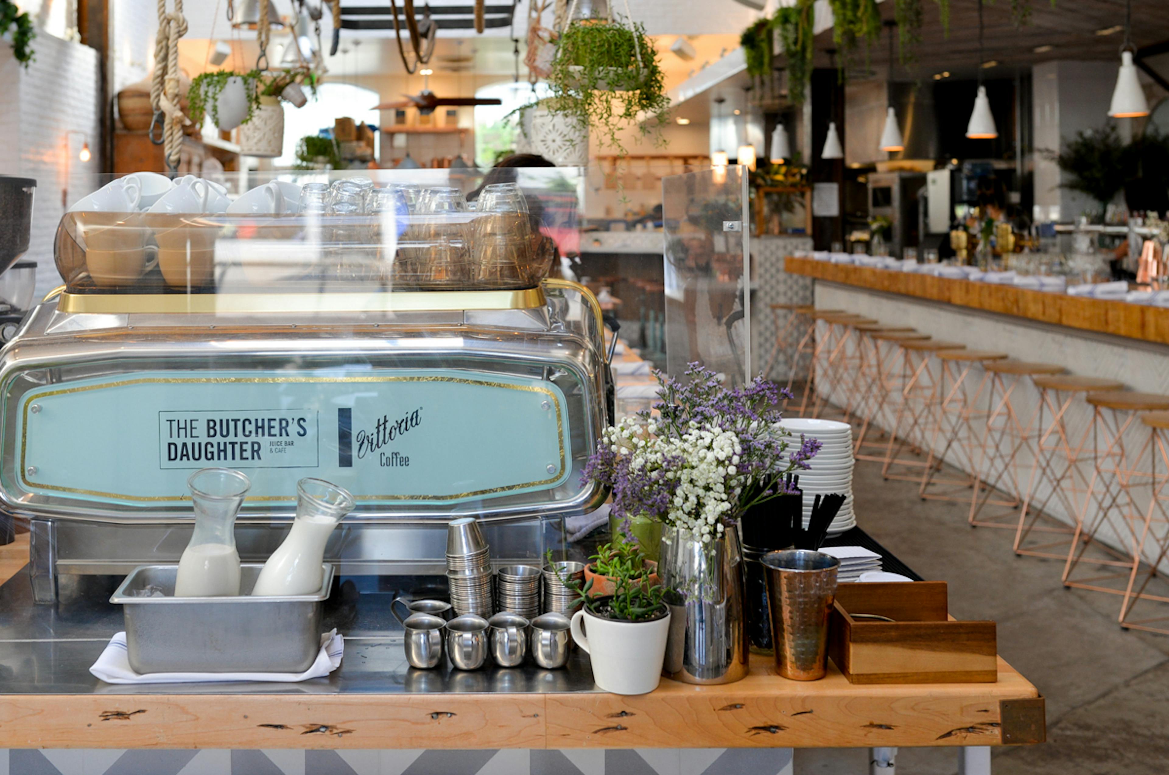 Image of the coffee bar at the Butcher's Daughter