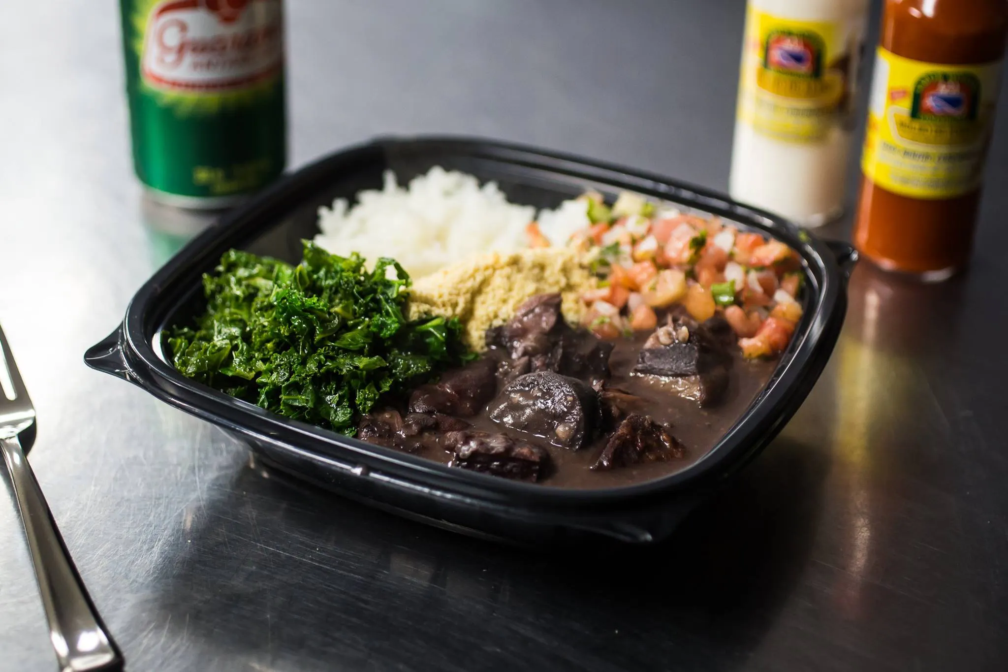 Image of a Brazilian Bowl - rice, cilantro, pico, meat and more