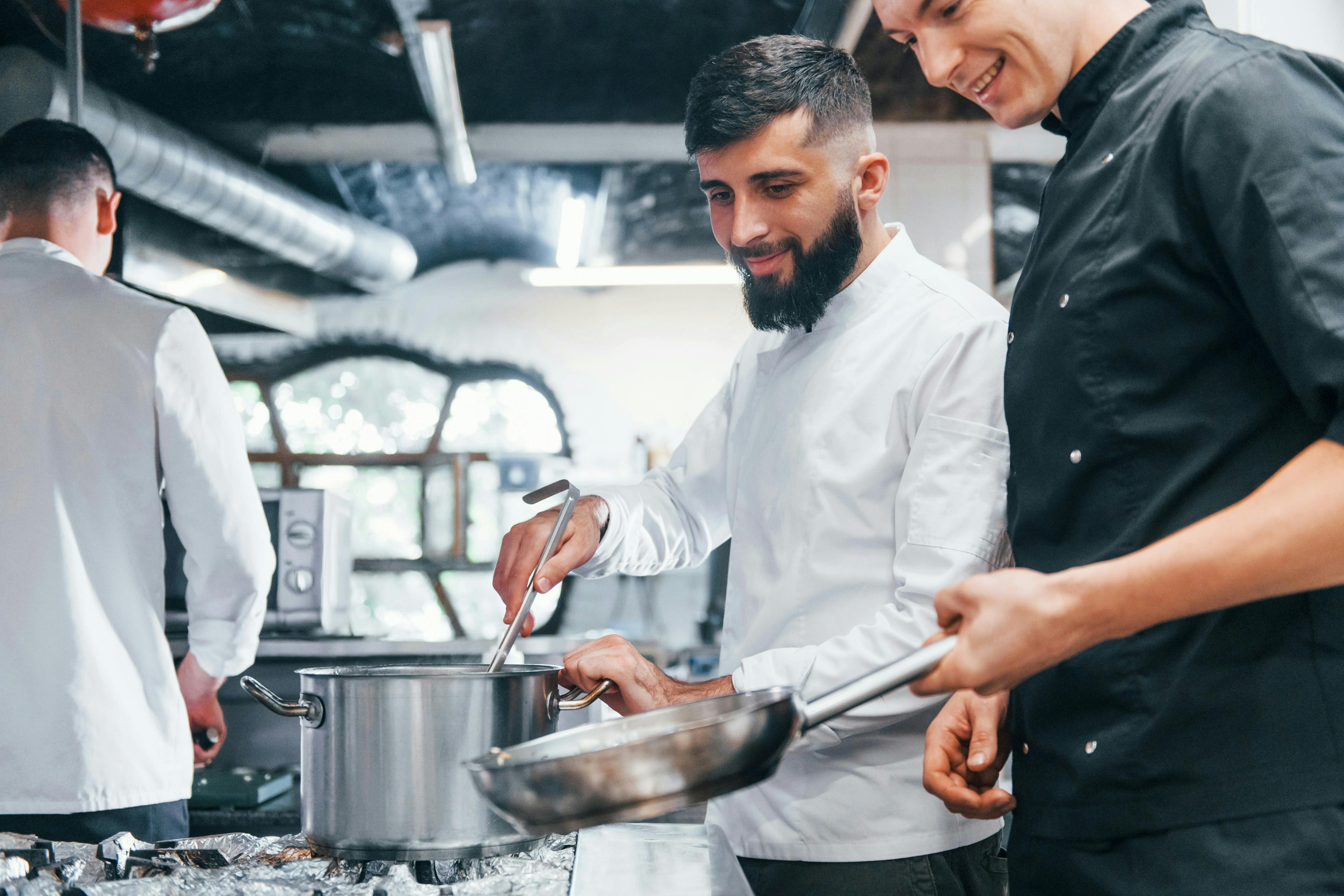 Kitchen staff using restaurant language to communicate. 