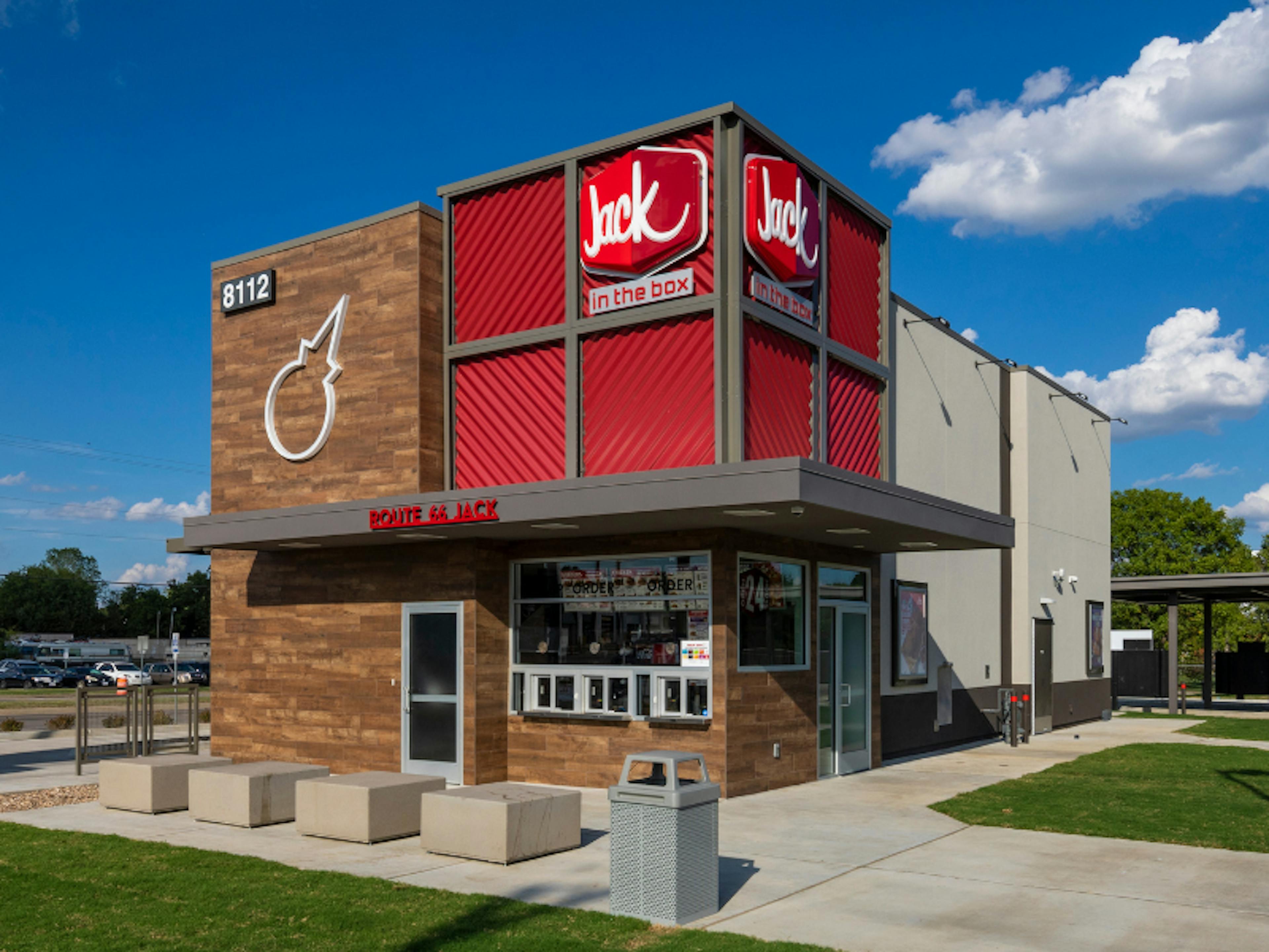 Outside a Jack-in-the-Box franchise. 