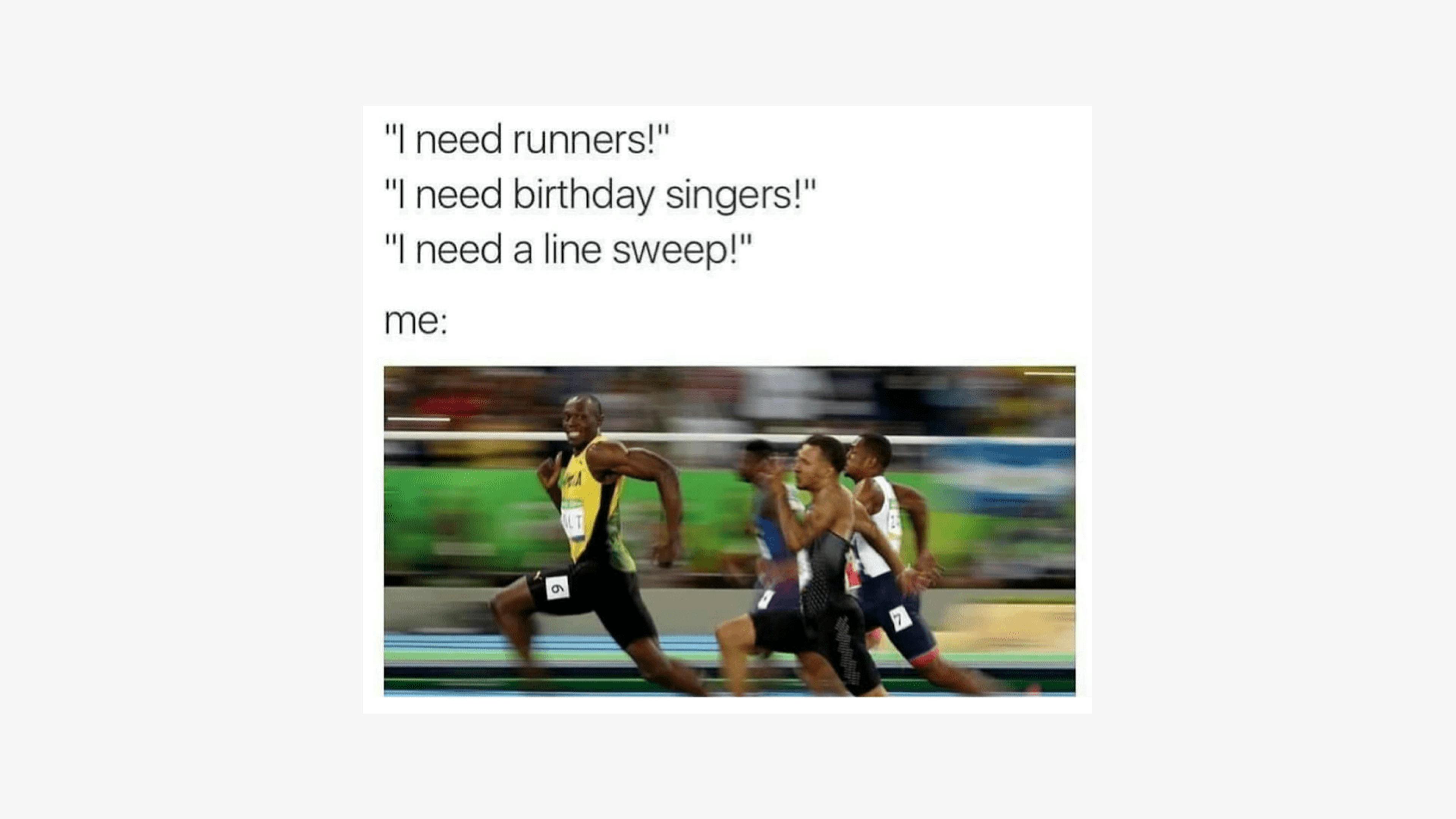 Funny runner meme for restaurants. 