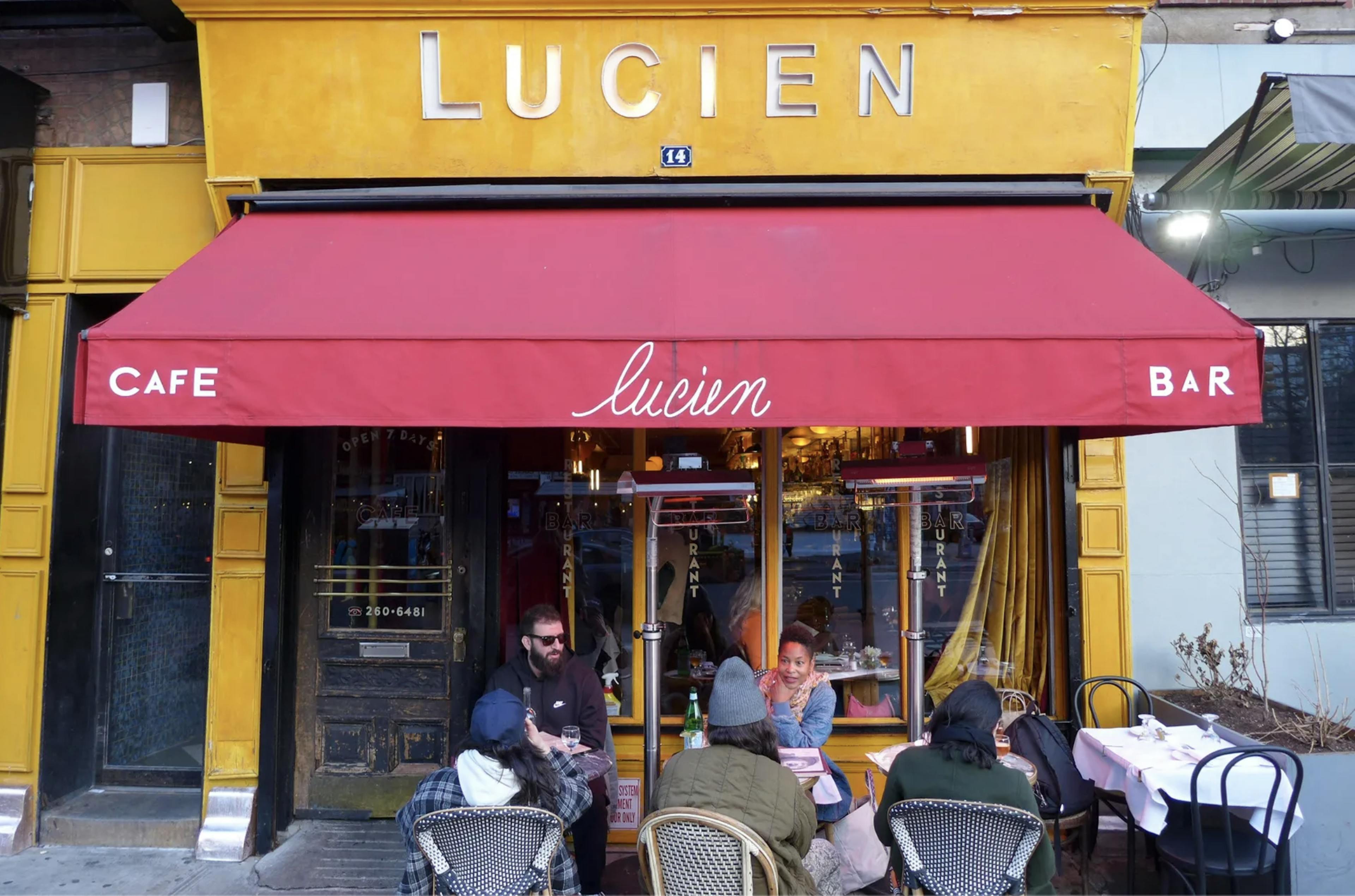 Exterior of Lucien in NYC.