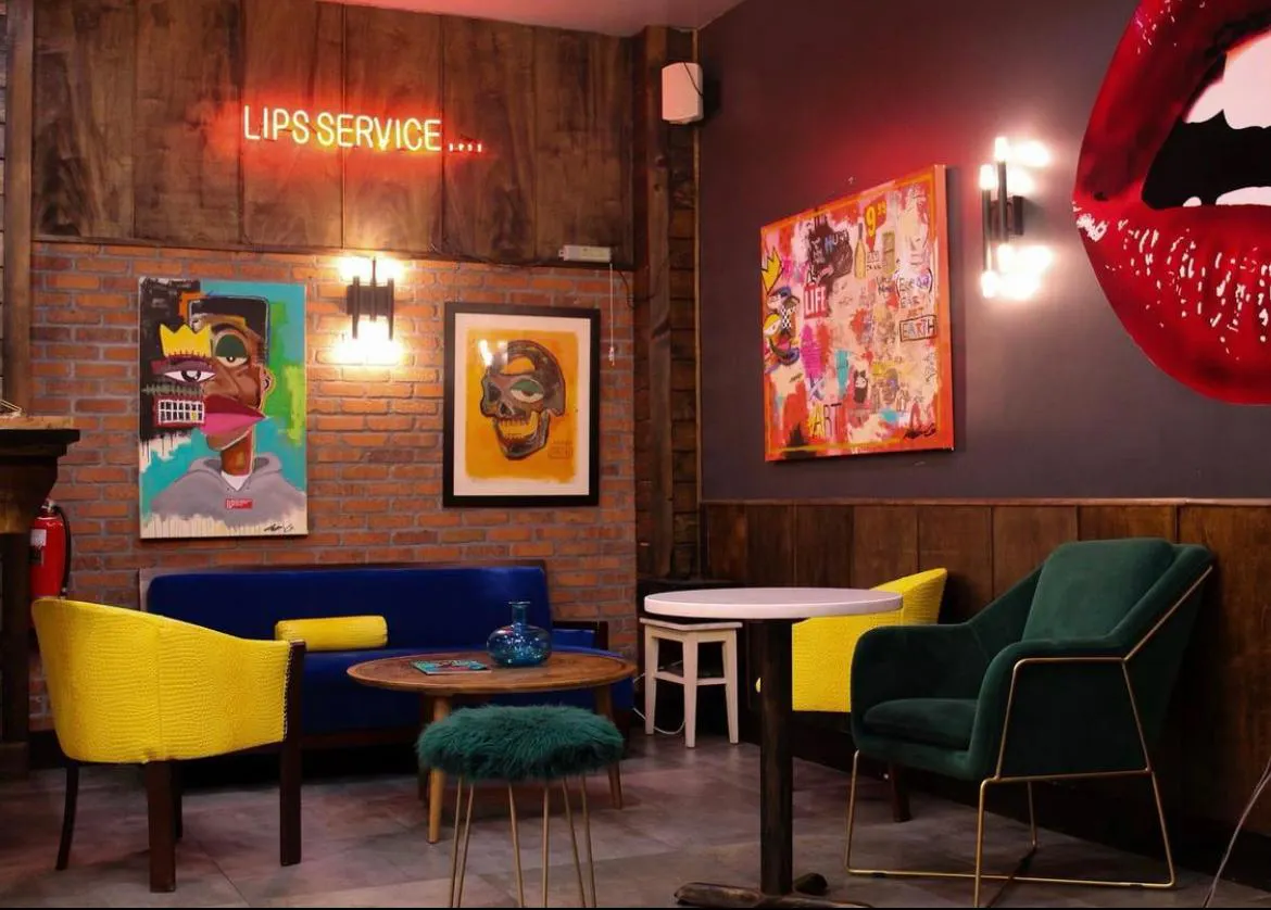 Interior of Lips Cafe in NYC.