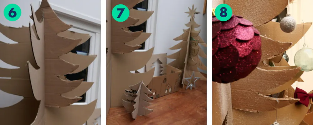 étapes diy deco de noel carton
