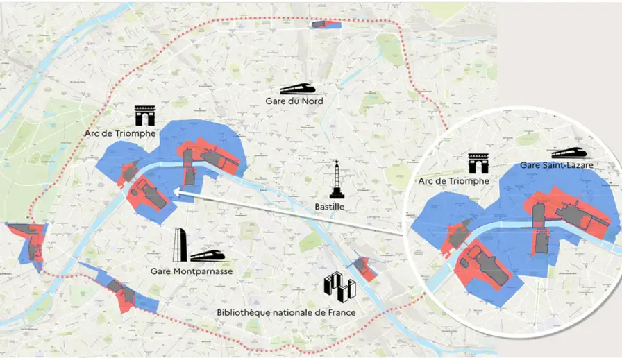 Zones de périmètres JOP 2024 