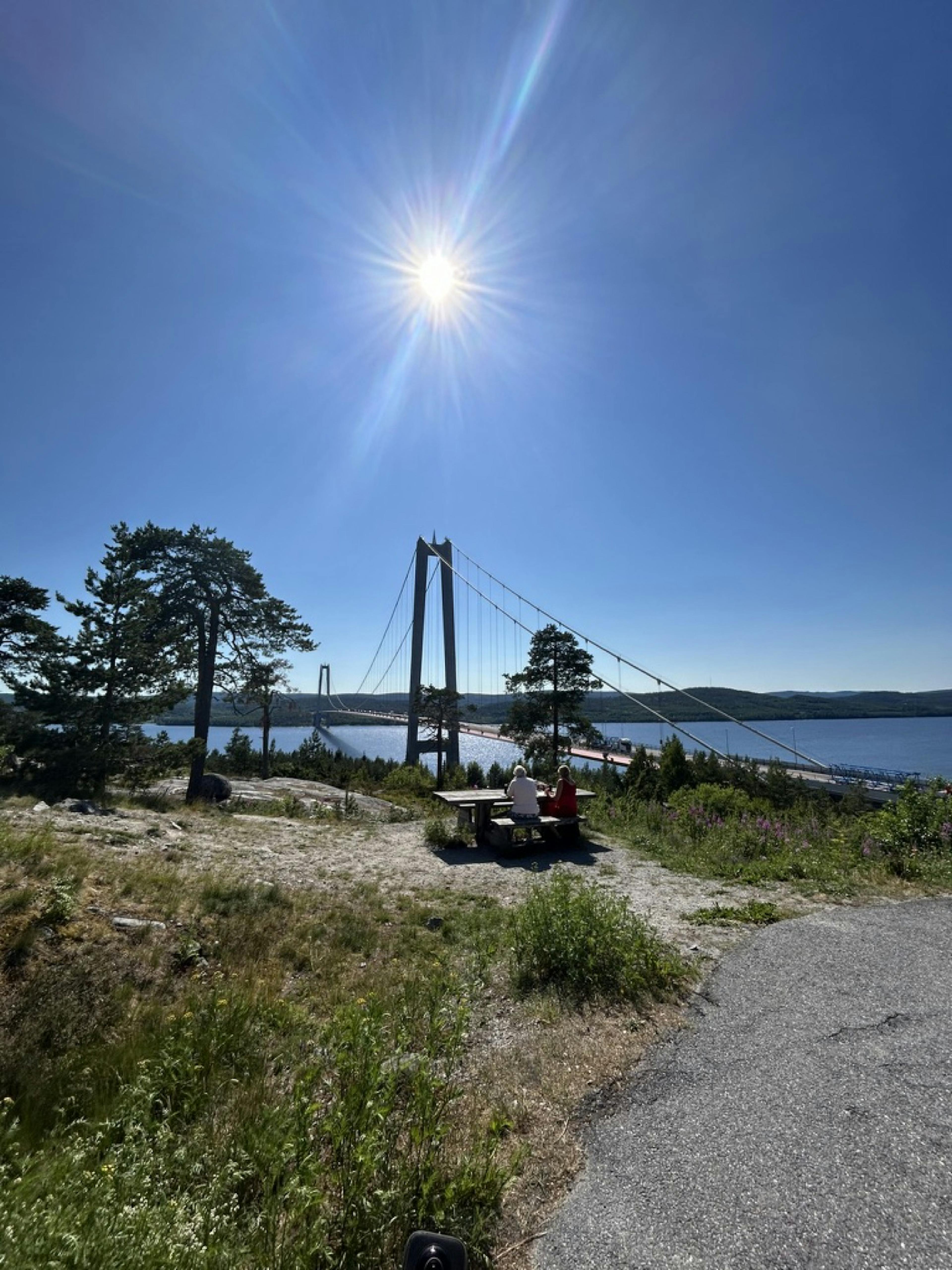 View over Högakustenbron (bridge of the high coast)