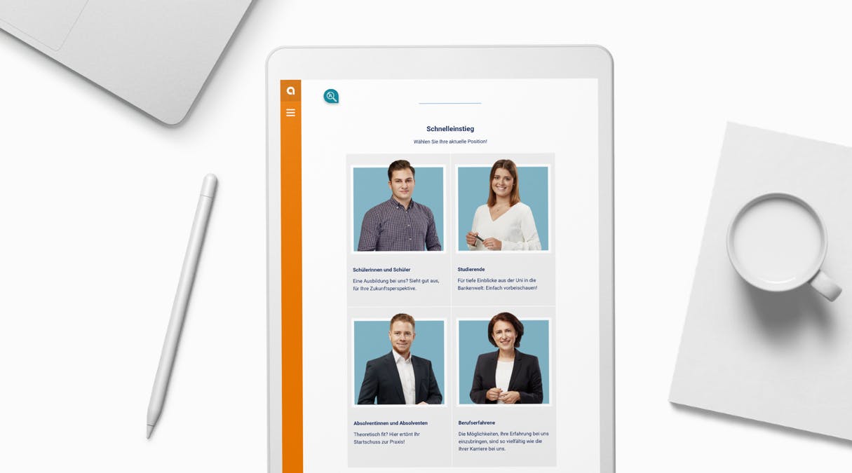 apoBank Karriere-Website: Darstellung der Karriereeite auf dem Tablet
