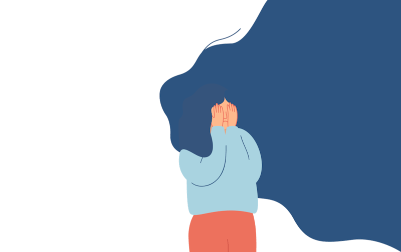 Manneskja heldur fyrir augun.