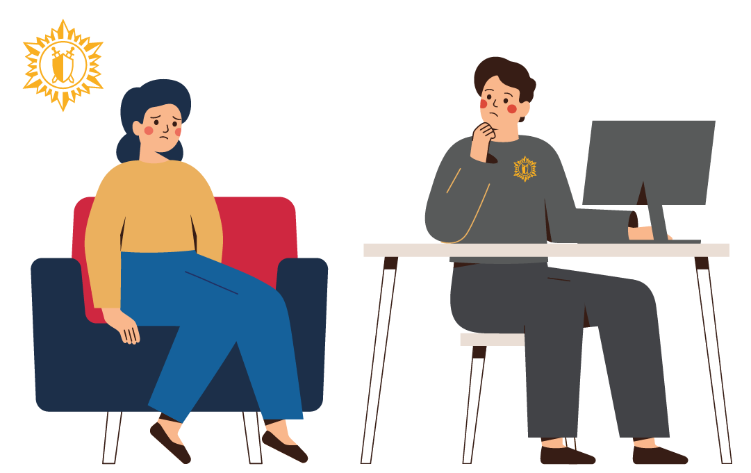 A person talks to a police officer. 