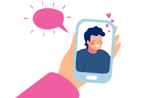 A person holds a phone in a video call with someone they are in love with.