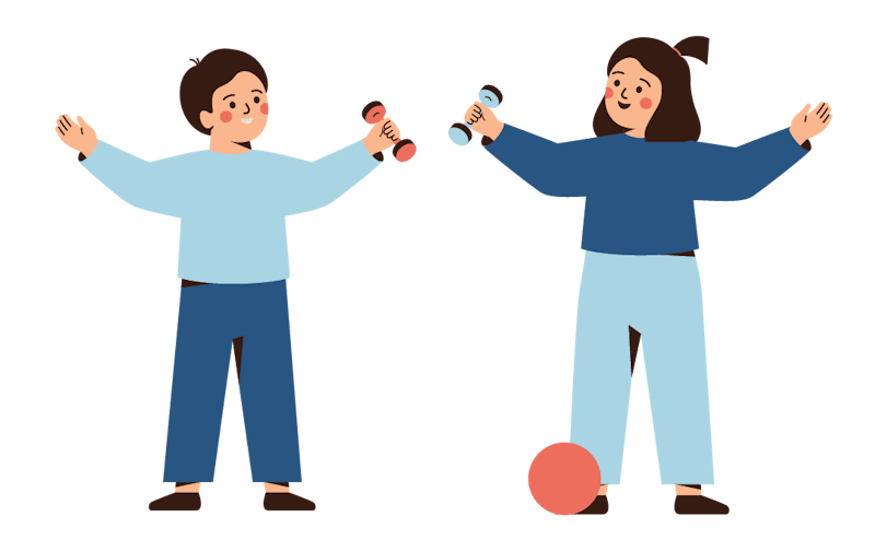 Dwoje dzieci jest szczęśliwych i aktywnych.