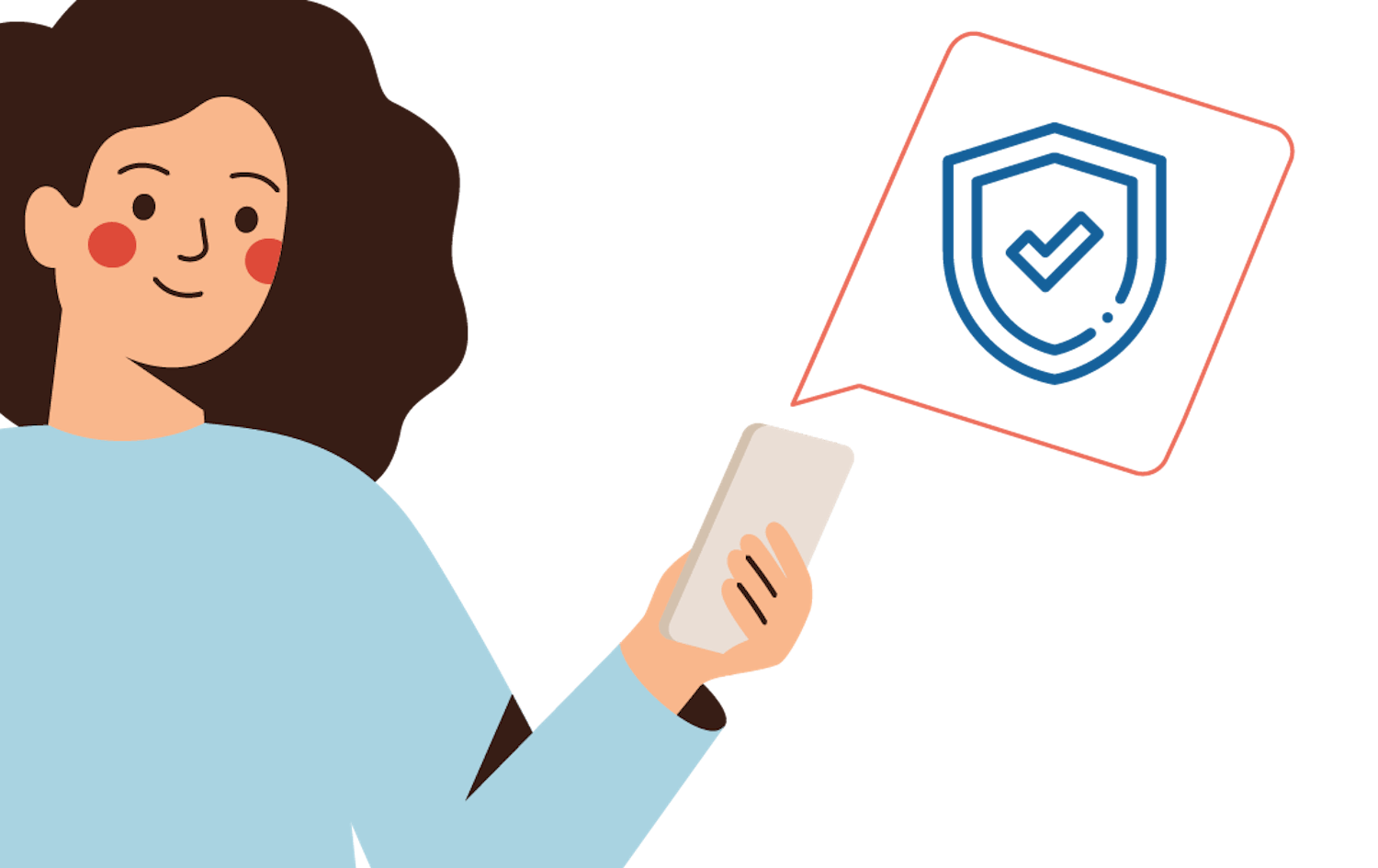 Manneskja horfir á símann sinn og úr honum er öryggismerki.