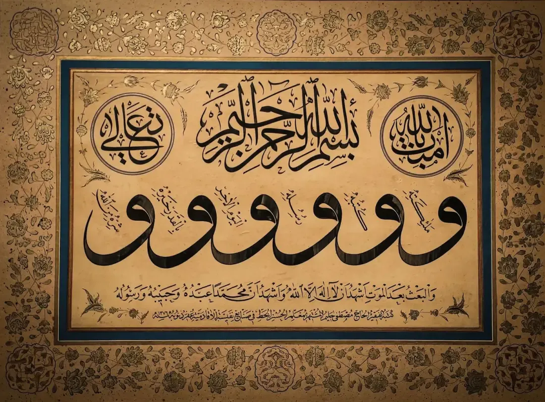 Kaligrafi Arab, ilustrasi untuk artikel "Naw' 30: Al-Masyhur -Diukur dari Jumlah Jalur, Bukan dari Tingkat Ke-Shahih-annya"