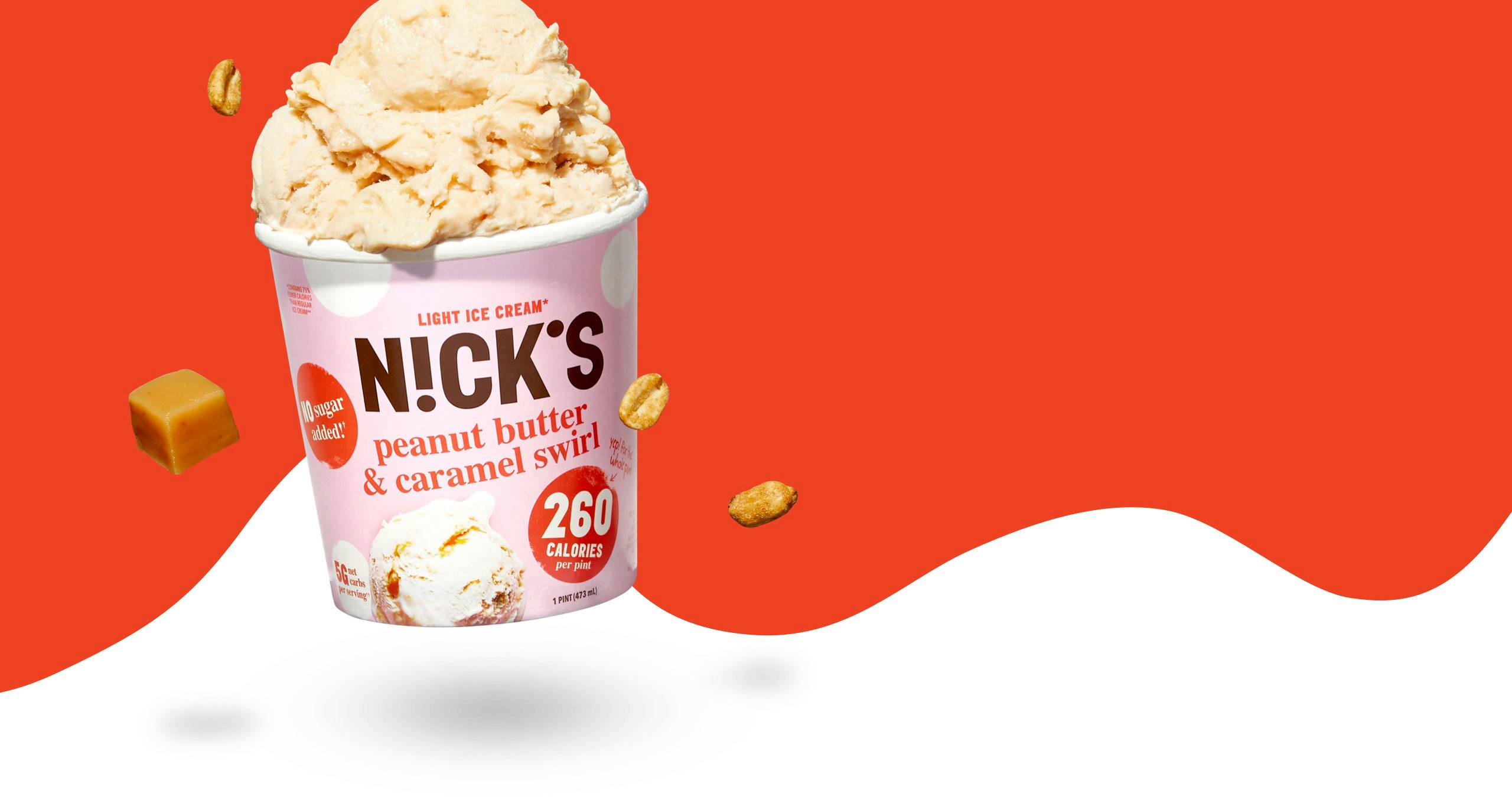 Pint of peanut butter & caramel swirl ice cream
