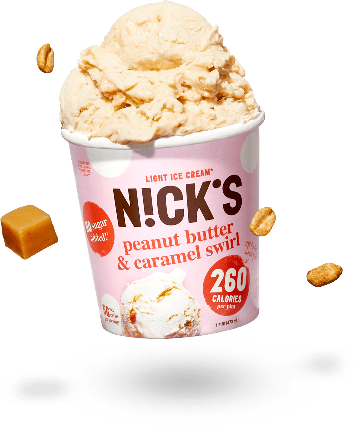 pint of peanut butter and caramel swirl ice cream