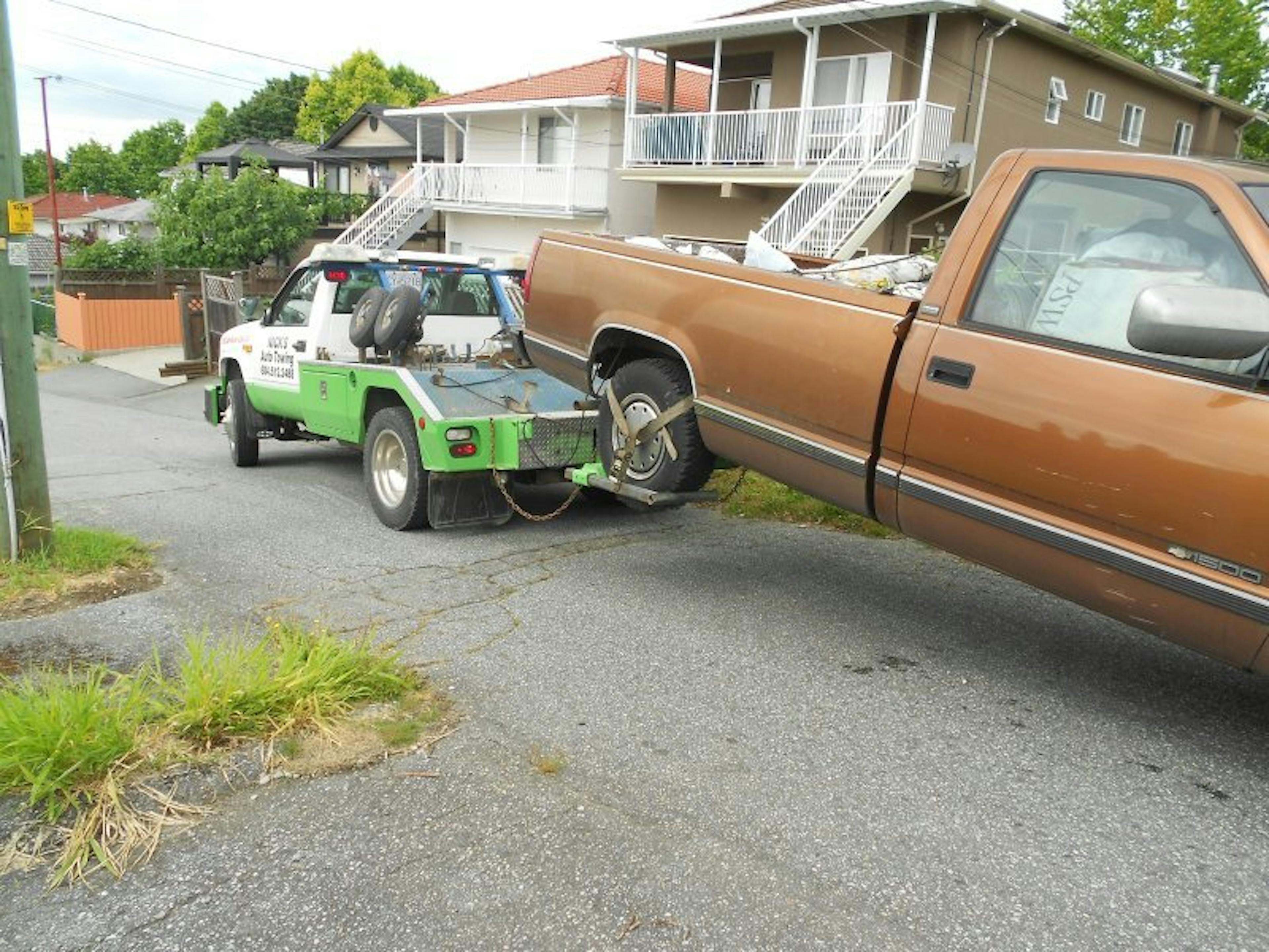 A scrap pick up truck recycled by Nick's Green Auto Towing
