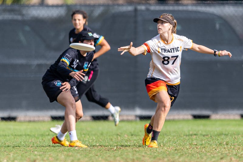 Throwing a frisbee