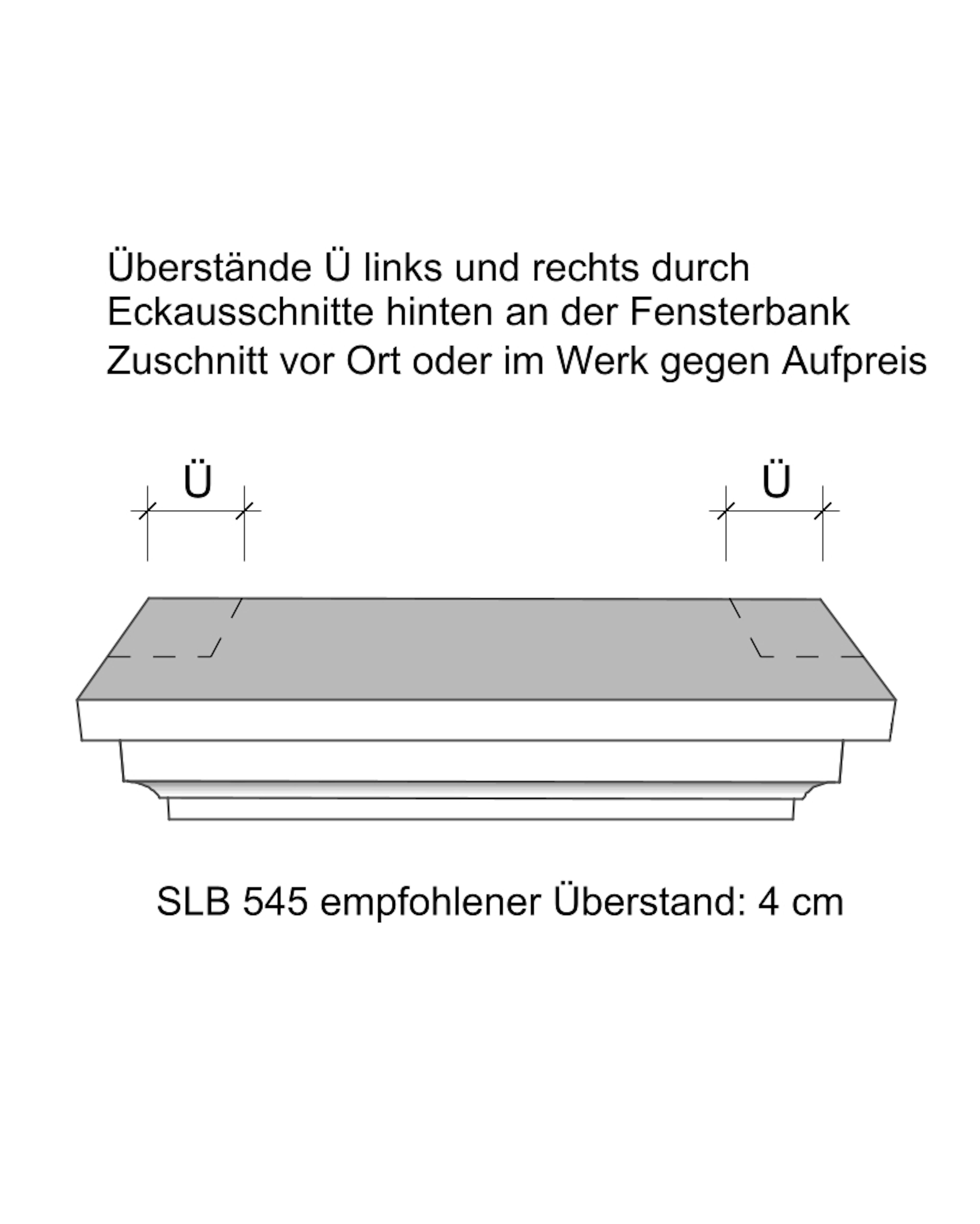 Zeichnung Außenfensterbank SLB 545 von vorne