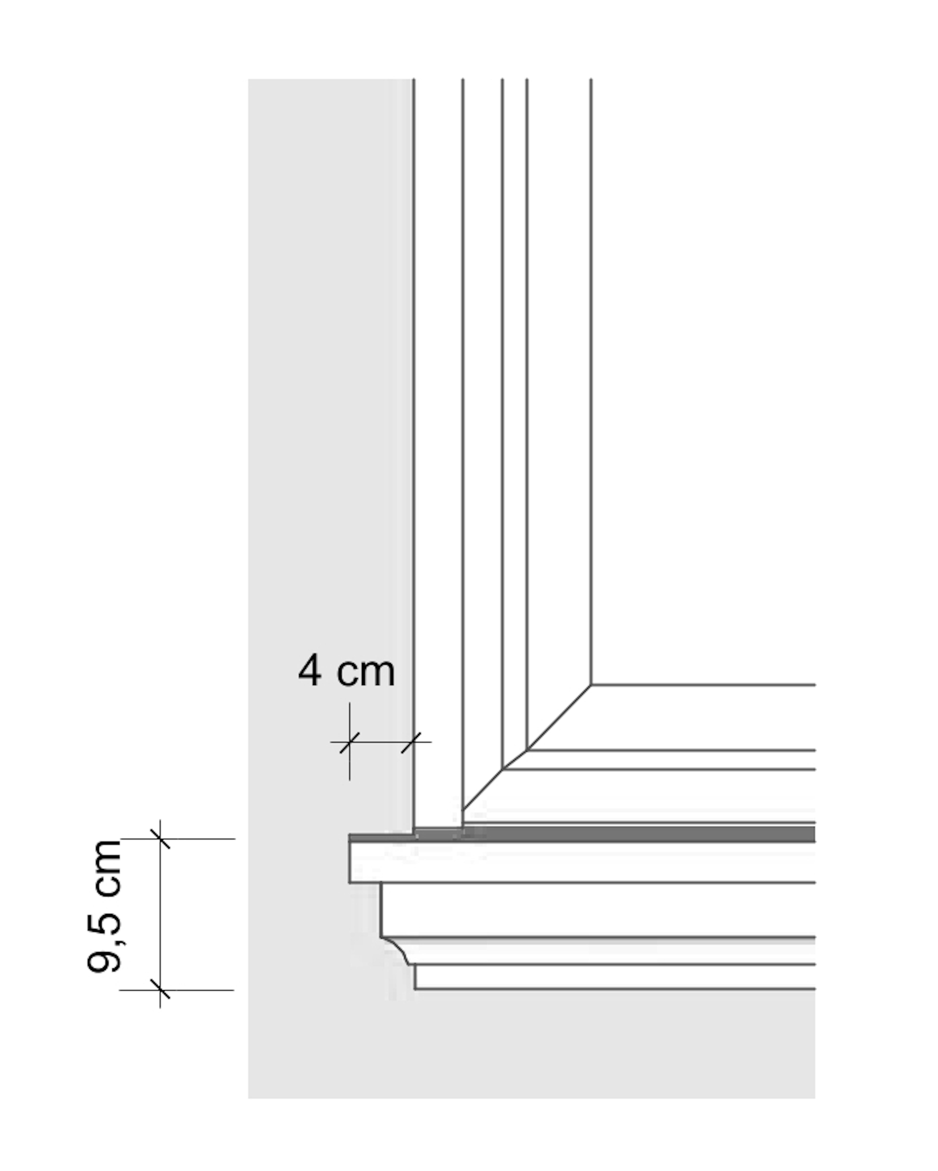 Zeichnung Fensterbank SLB 545 linkes Ende