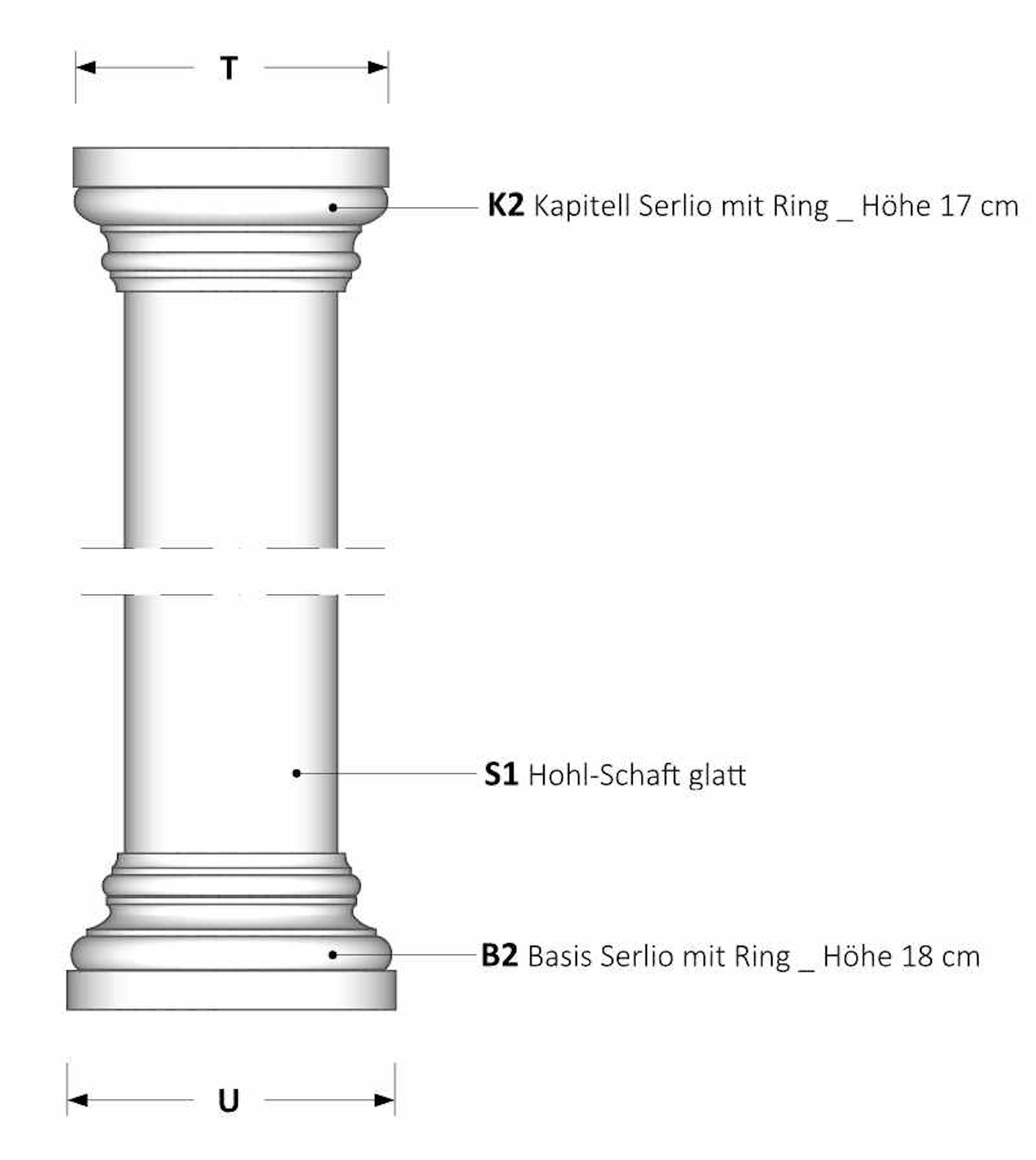 Niessen-_-02120-_-Hohlsaeule-mit-glattem-Schaft_Zeichnung