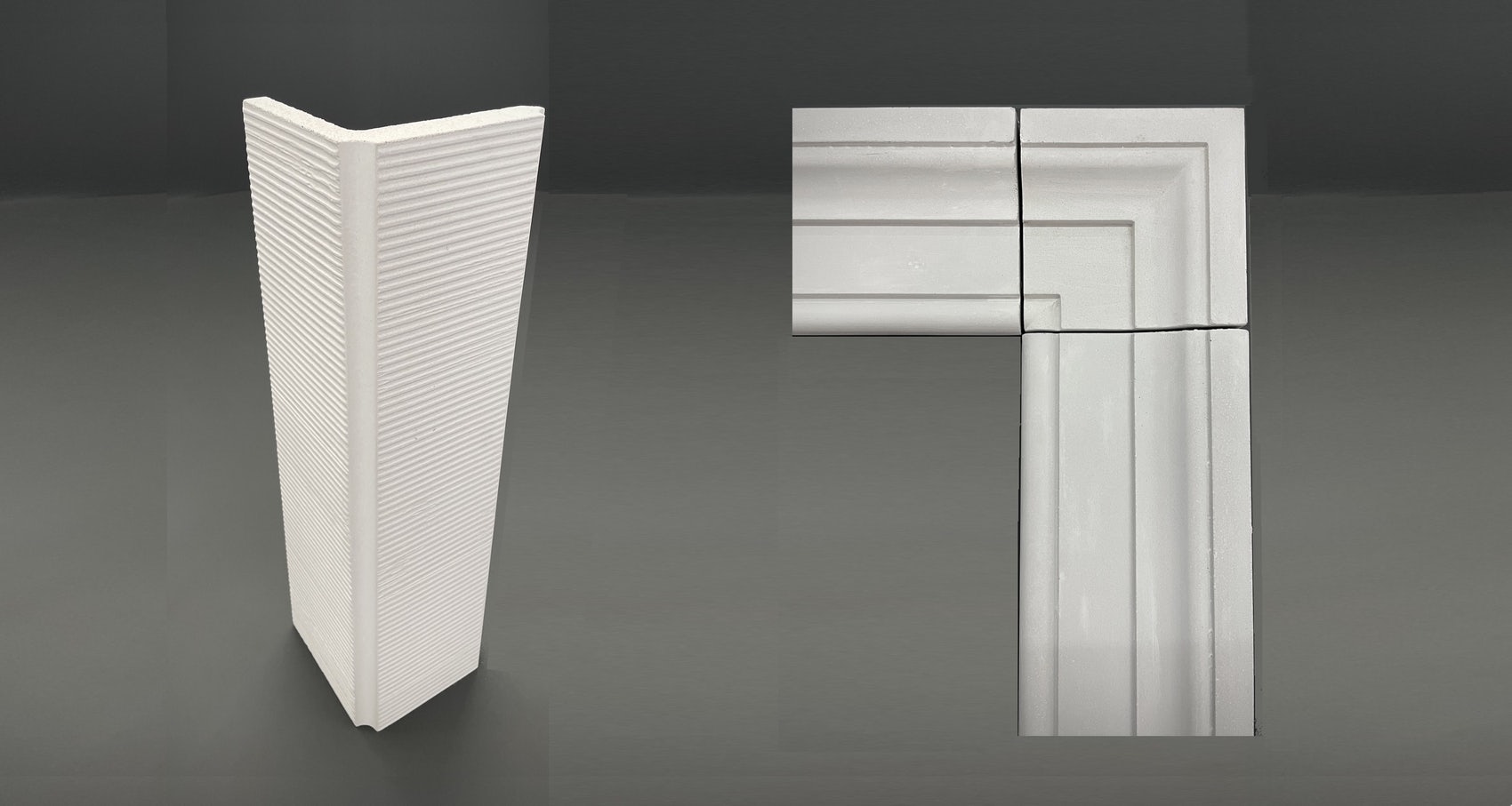 Winkelgewände SLG 300 und Eckausbildung Flachgewände FLG 500